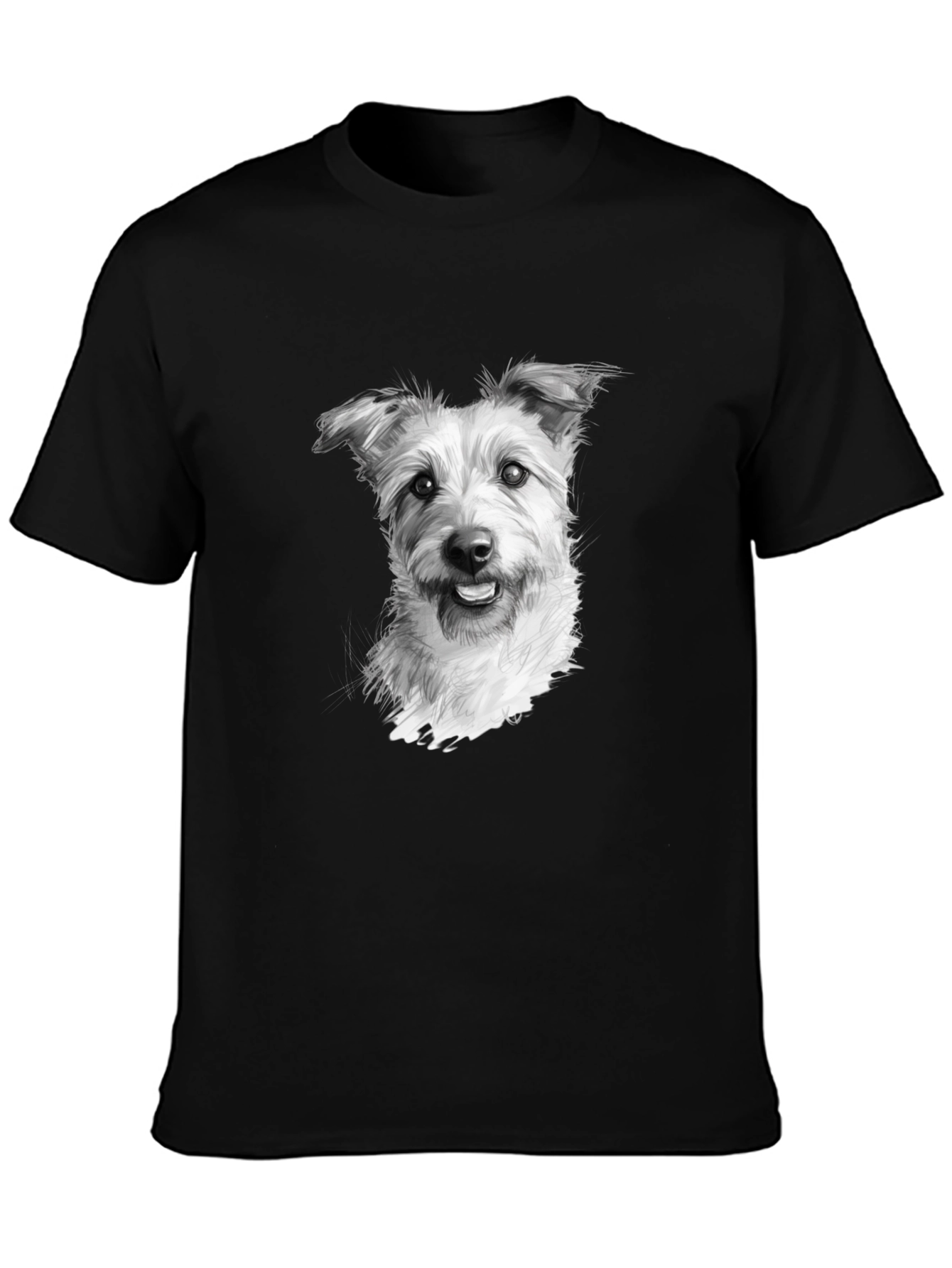 Black Dog Portrait Graphic Black T-Shirt view 3