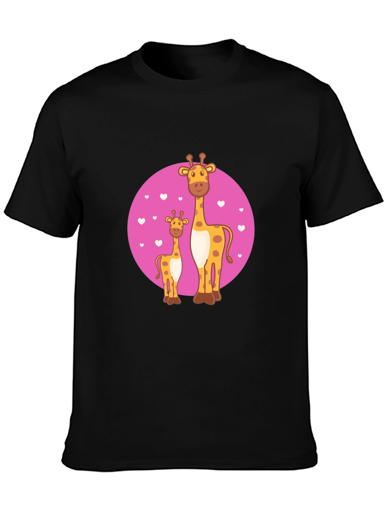 Black Giraffe Family Graphic Tee - Black Cotton Comfort view 3