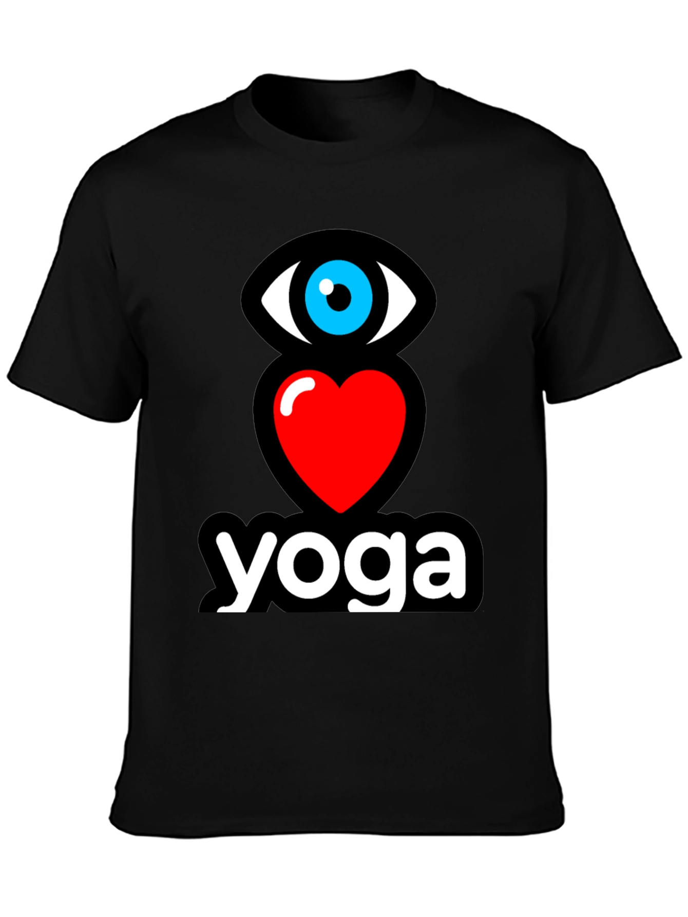 Black Eye Heart Yoga Black Graphic T-Shirt view 3