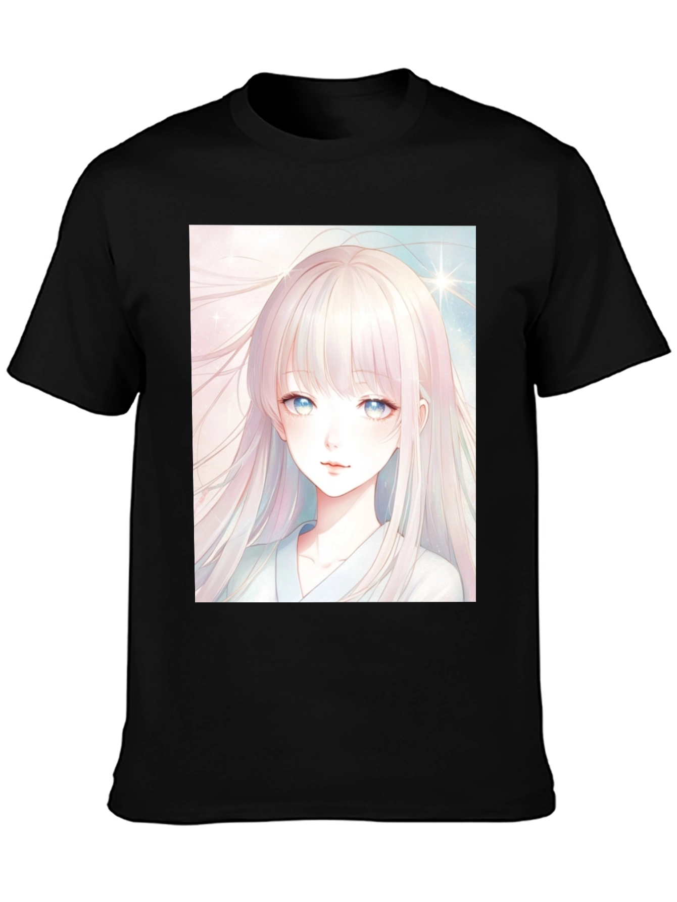 Black Anime Girl Graphic Black T-Shirt view 3