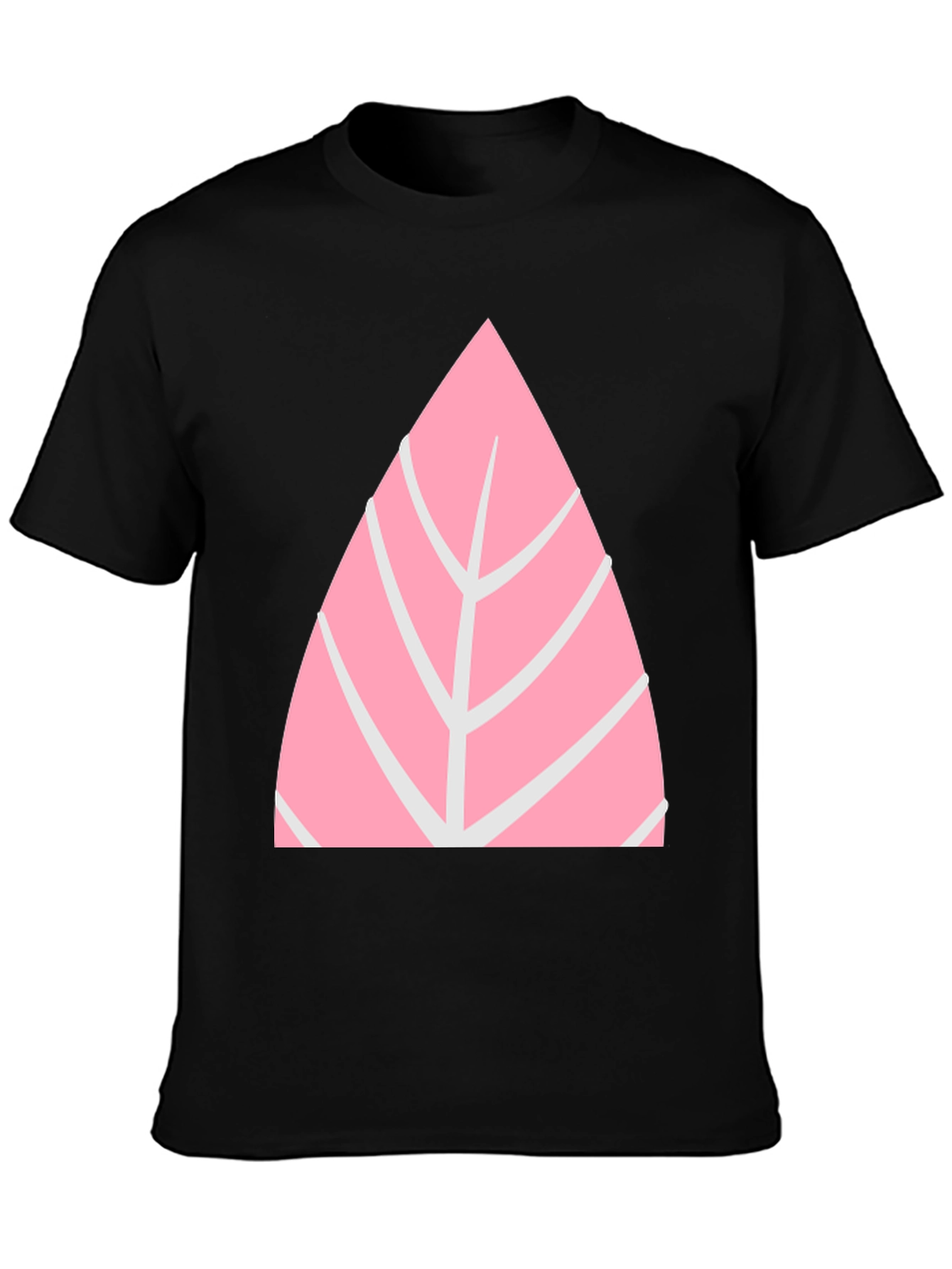 Black Pink Leaf Graphic Tee - Casual Style view 3