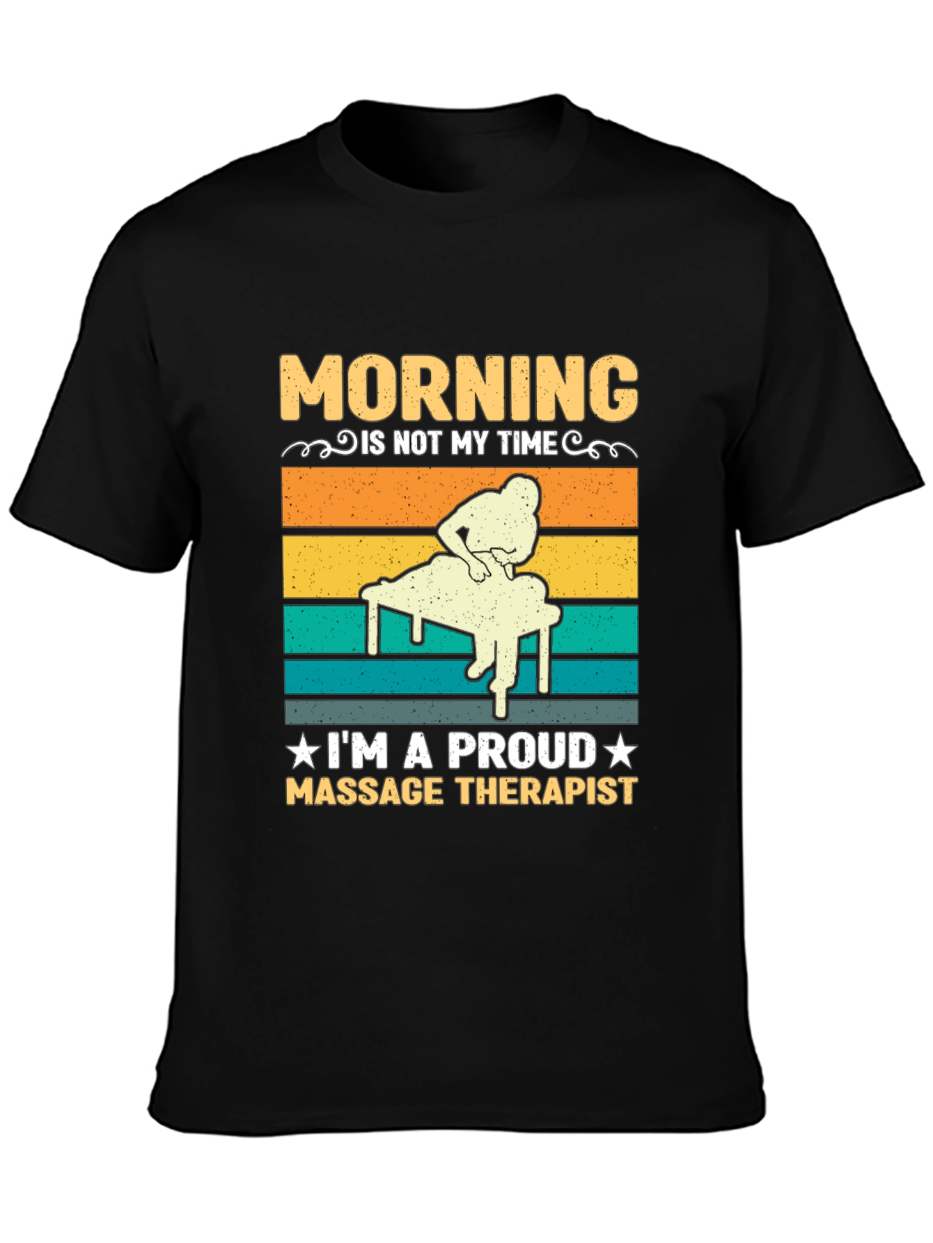 Black Massage Therapist T-Shirt - Morning Not My Time view 3