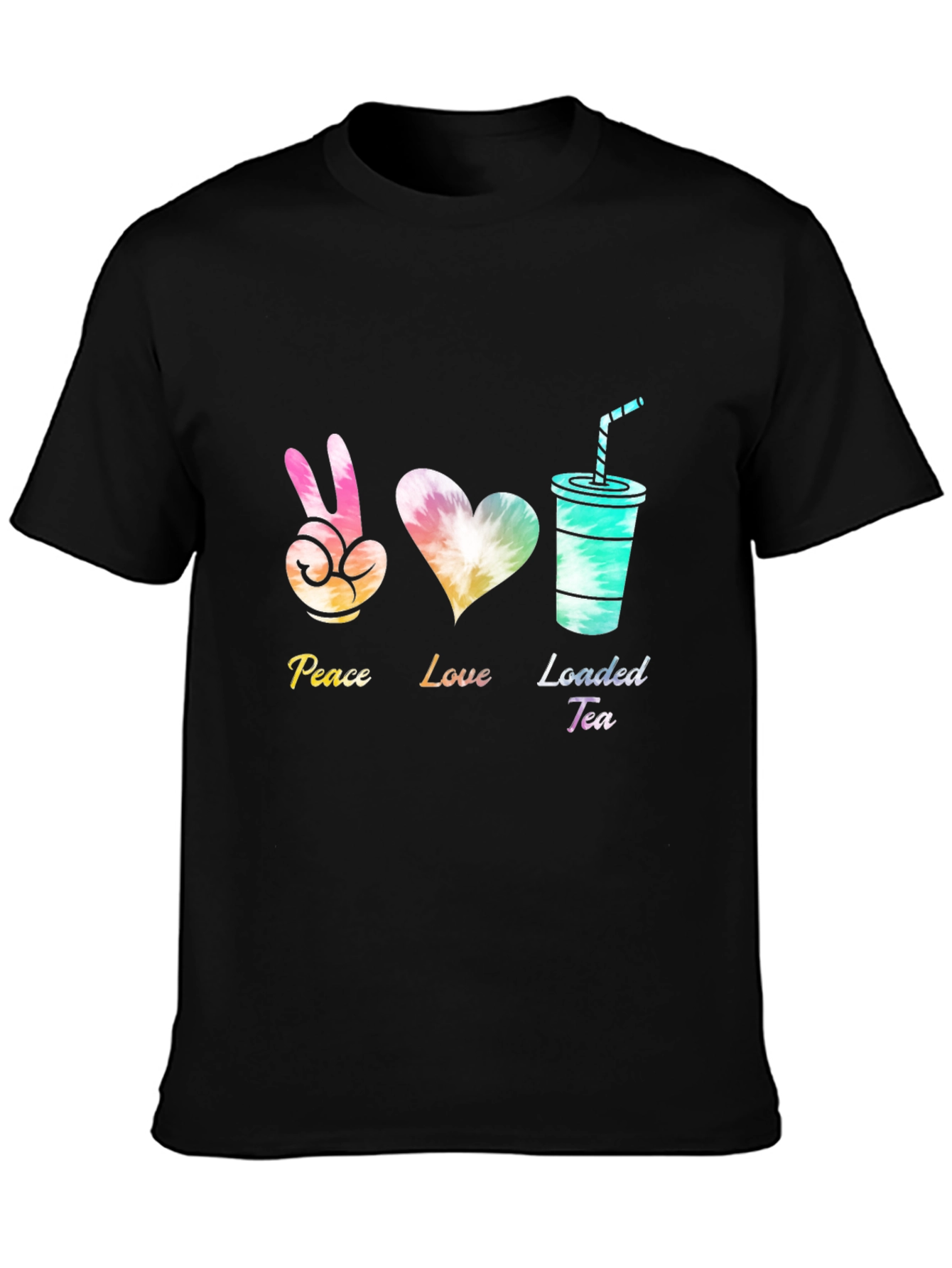 Black Peace Love Loaded Tea Black T-Shirt view 3