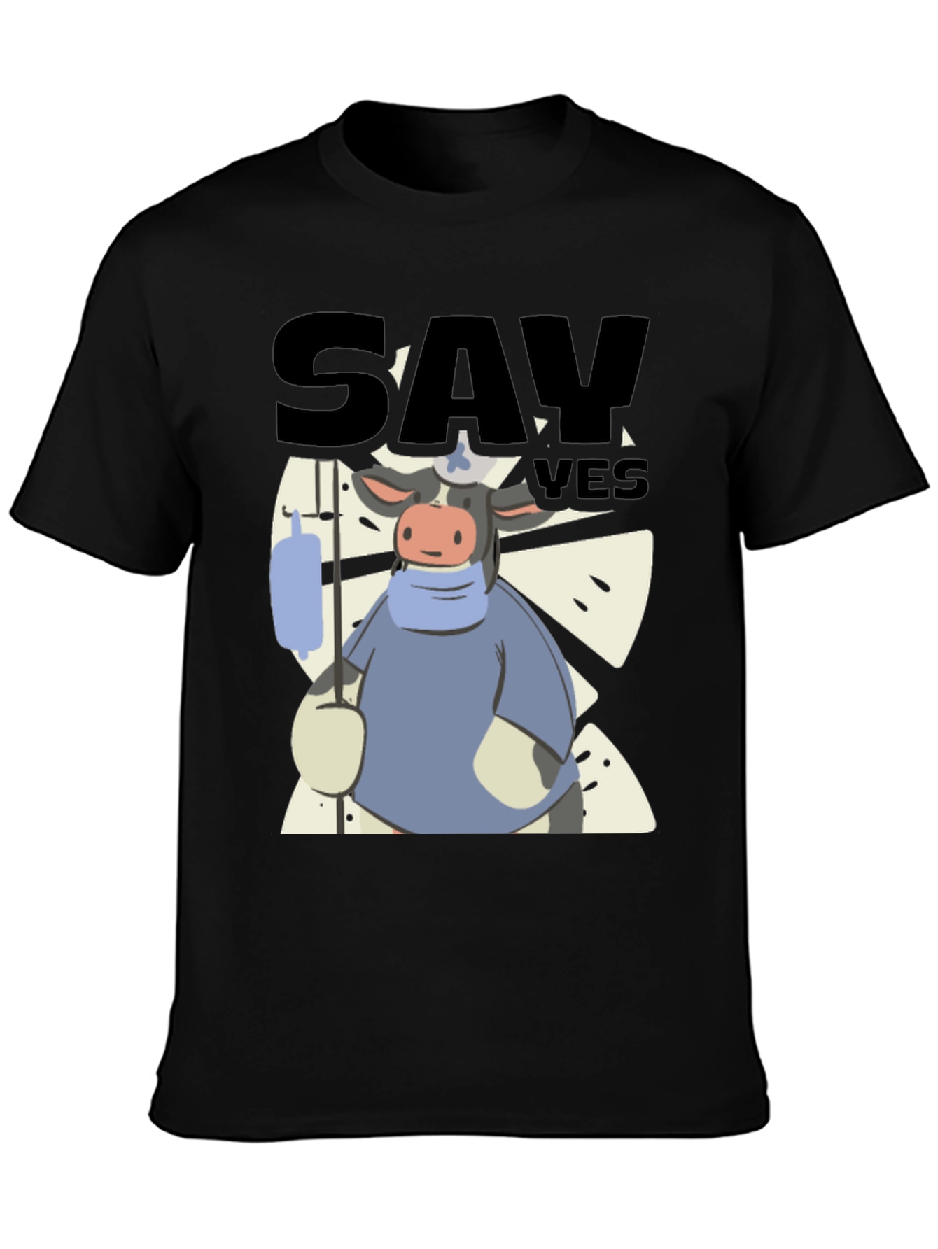 Black Say Yes Cow T-Shirt view 3