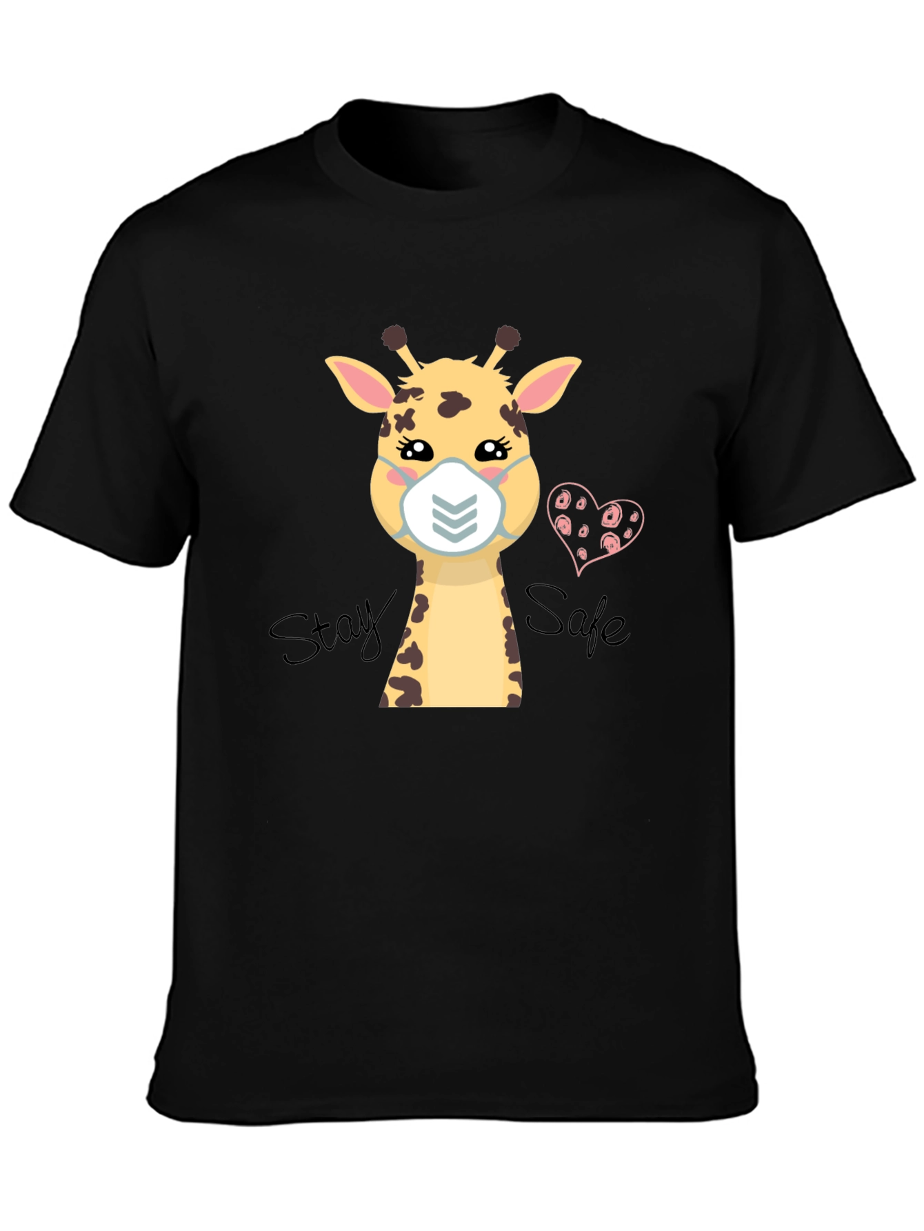 Black Stay Safe Giraffe T-Shirt view 3
