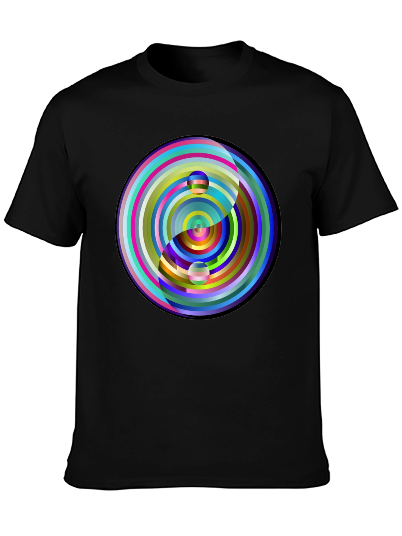Black Yin Yang Circle Graphic Tee - Colorful, Modern Style view 3