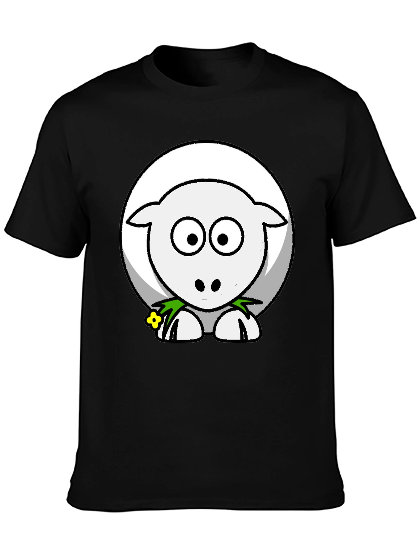 Black Cute Sheep Graphic Tee - Black Cotton Blend Shirt view 3