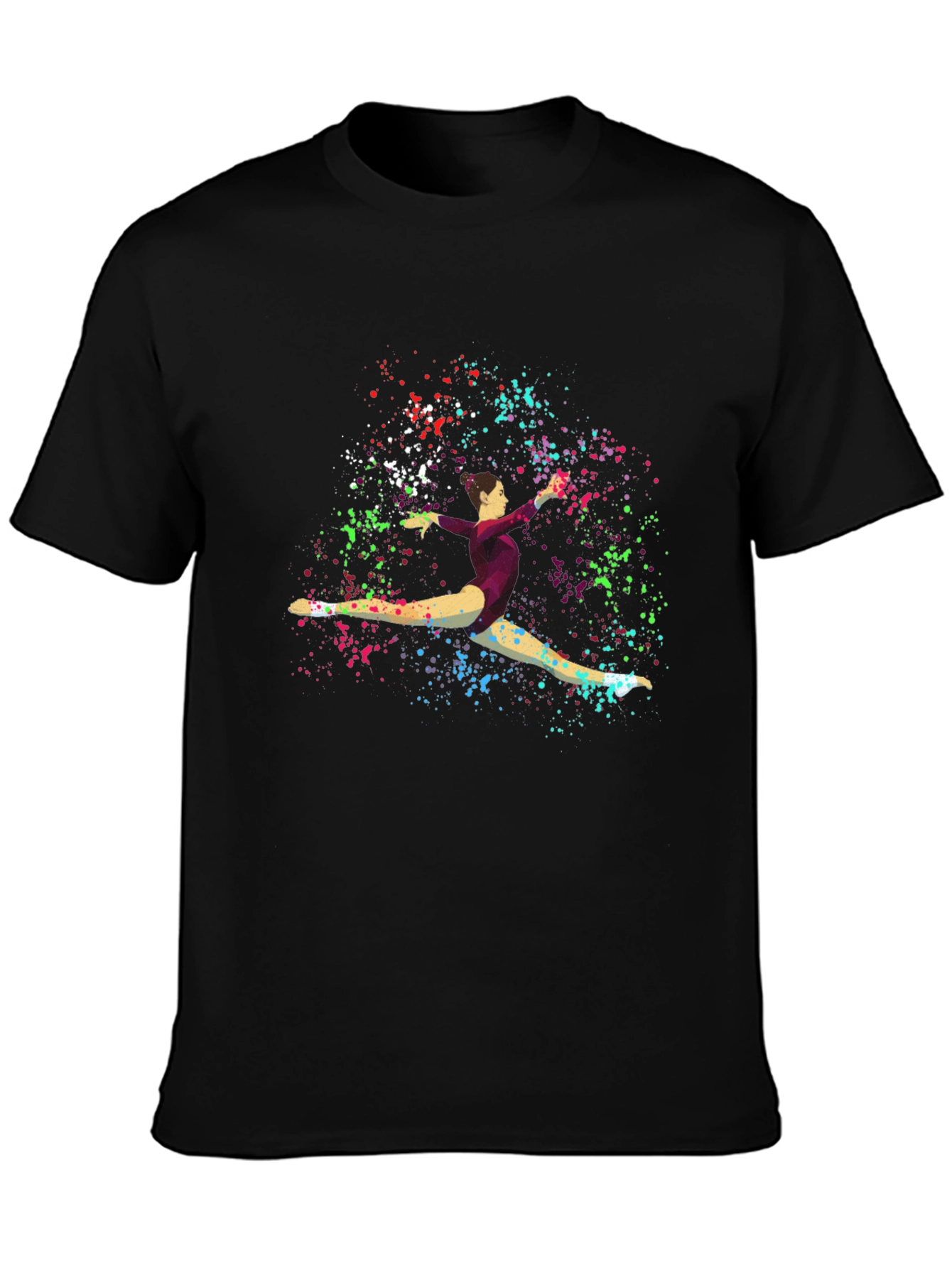 Black Gymnast Splatter Print Black T-Shirt view 3