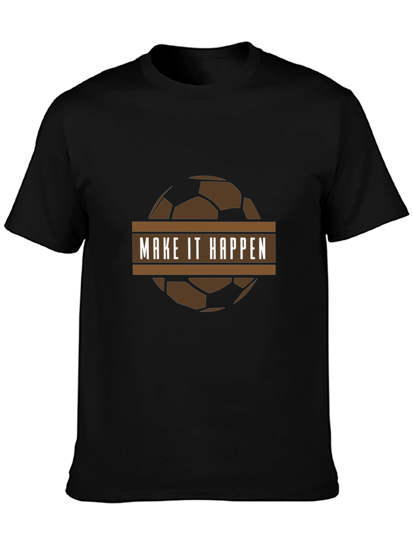 Black Make It Happen Soccer Ball Graphic T-Shirt view 3