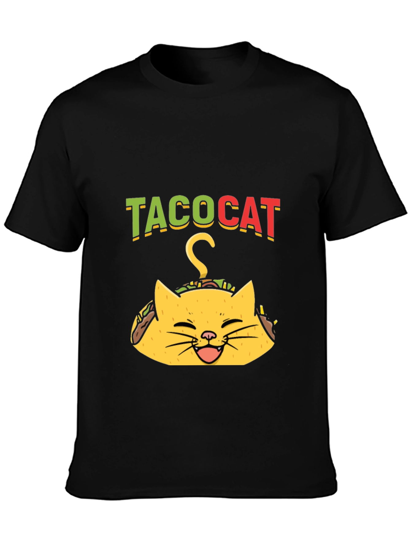 Black Taco Cat Graphic Tee - Funny Black T-Shirt view 3
