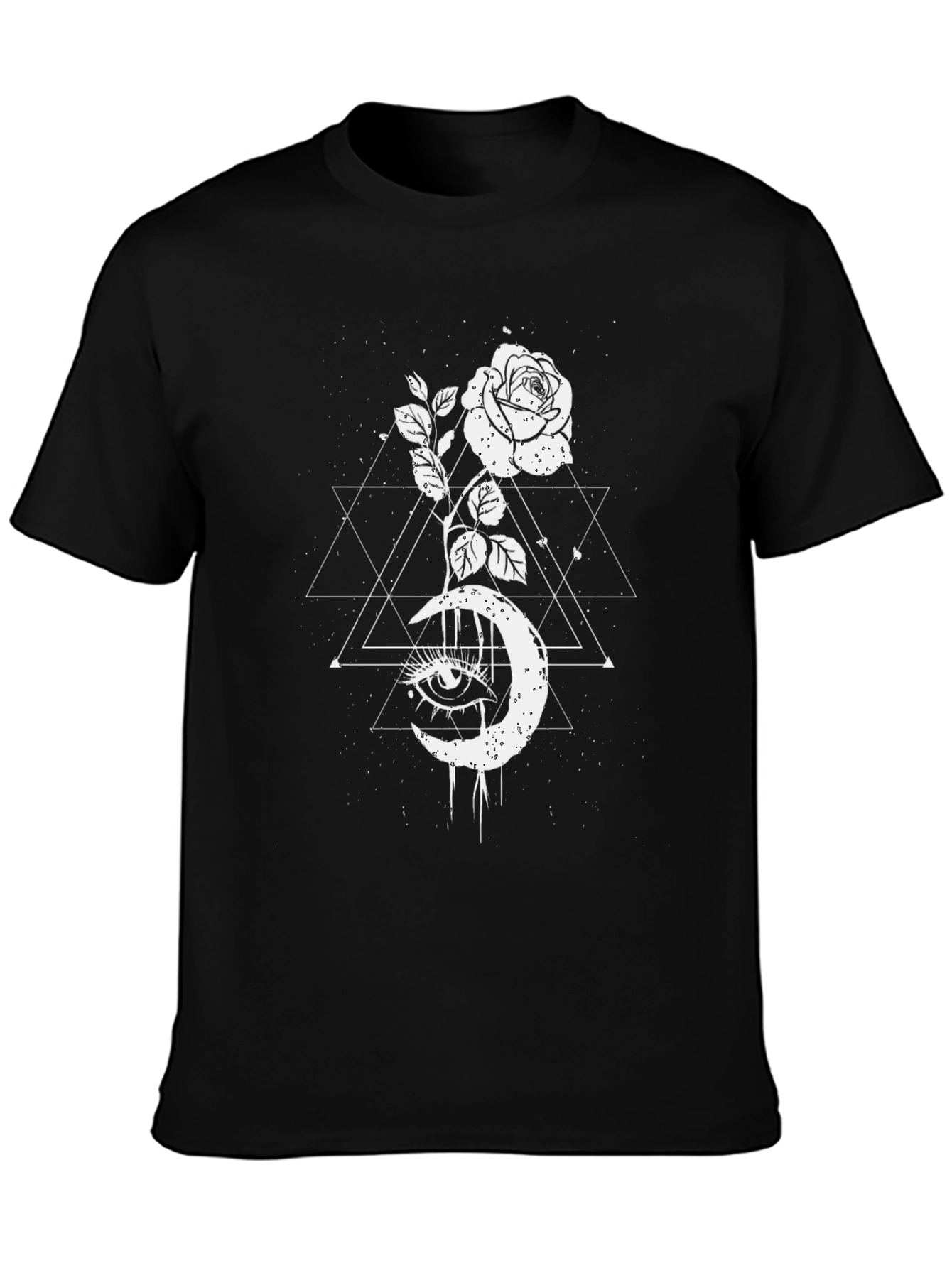 Black Mystic Rose Moon Graphic Tee - Black view 3