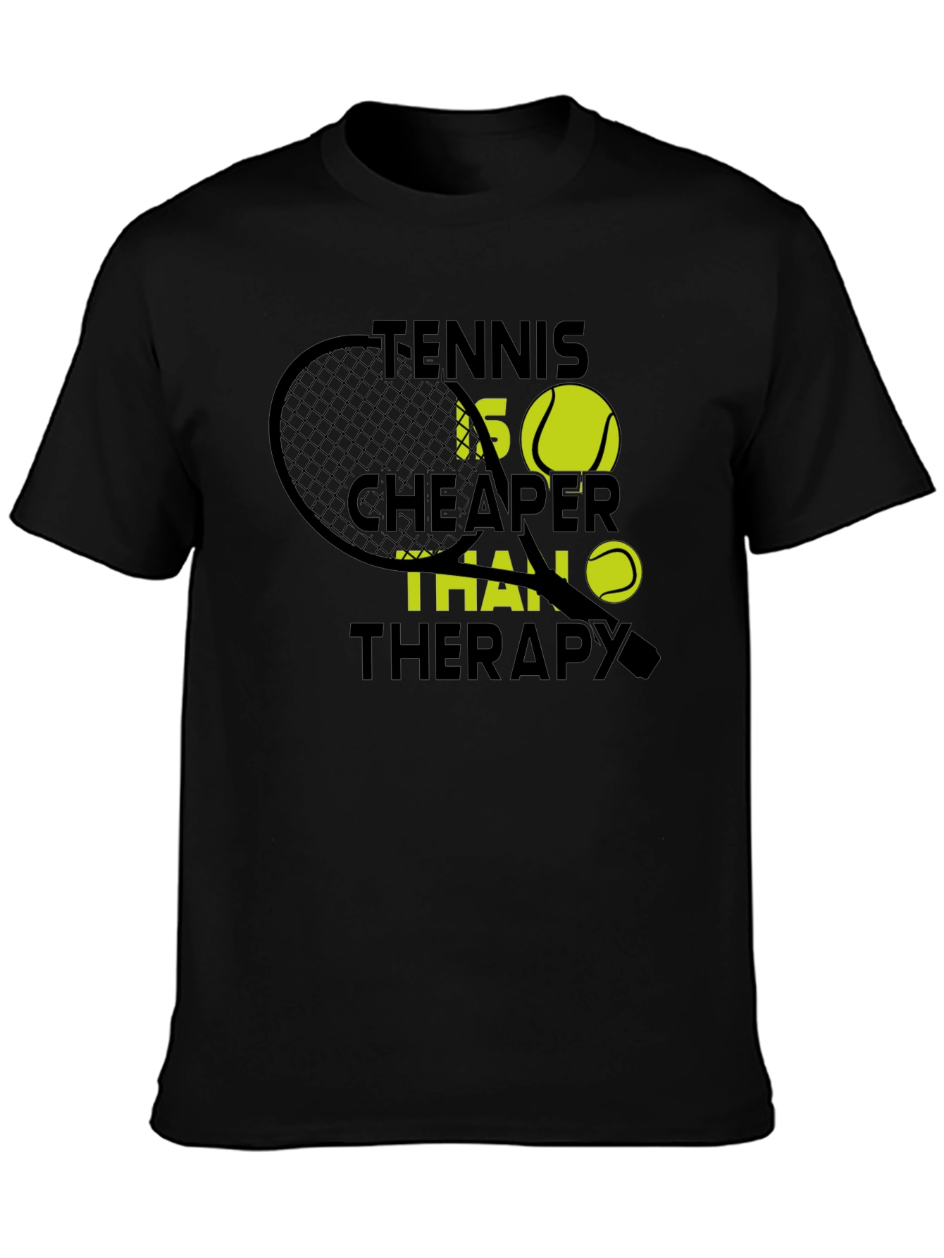 Black Tennis Cheaper Than Therapy Graphic T-Shirt view 3