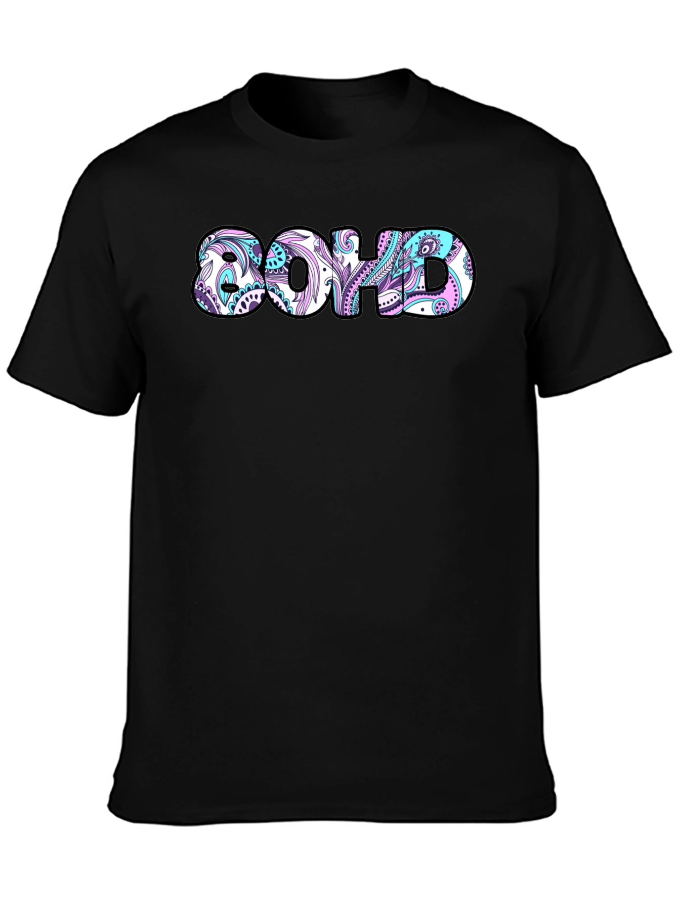 Black Patterned Boho T-Shirt view 3
