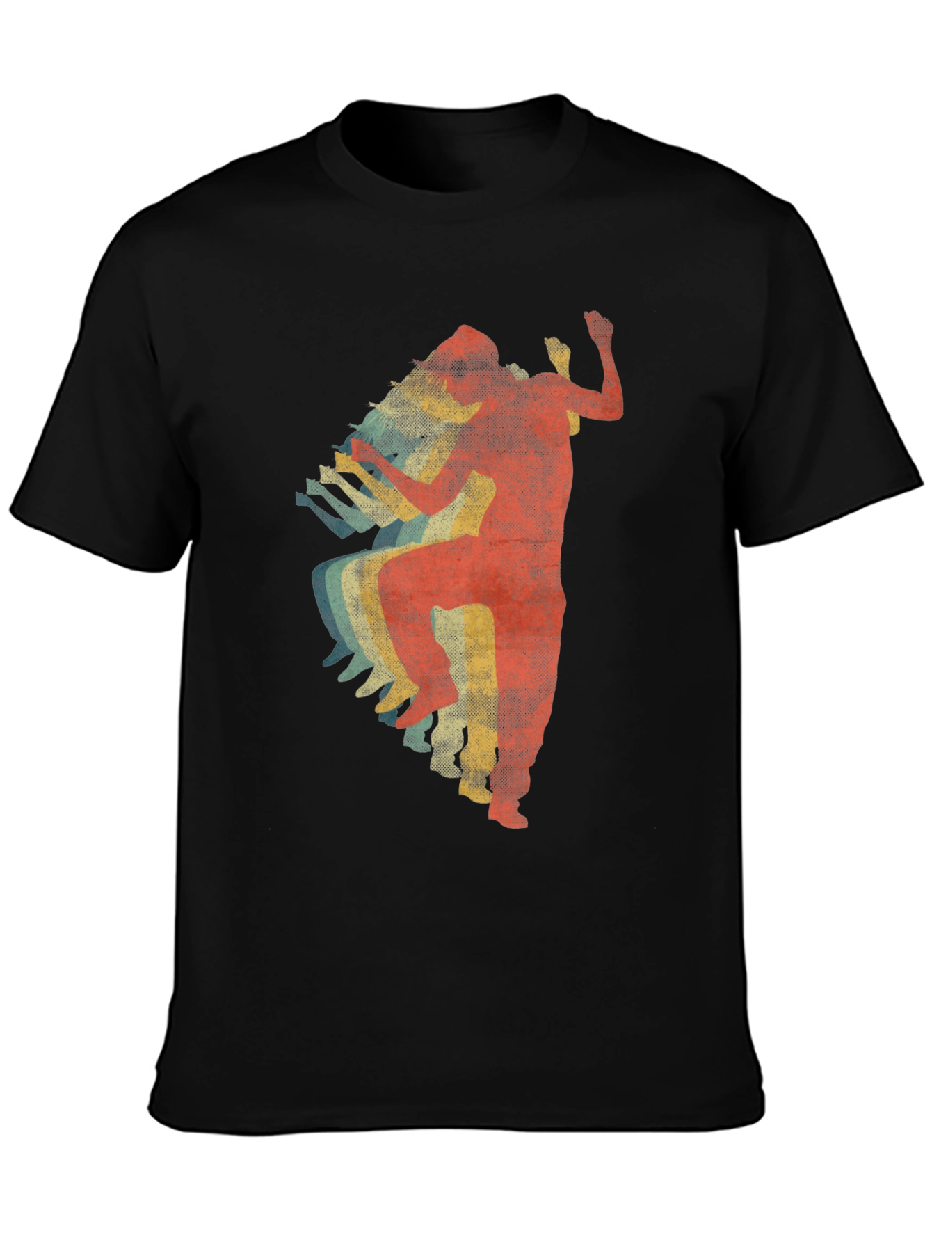 Black Retro Dancer Graphic Tee - Black Cotton T-Shirt view 3