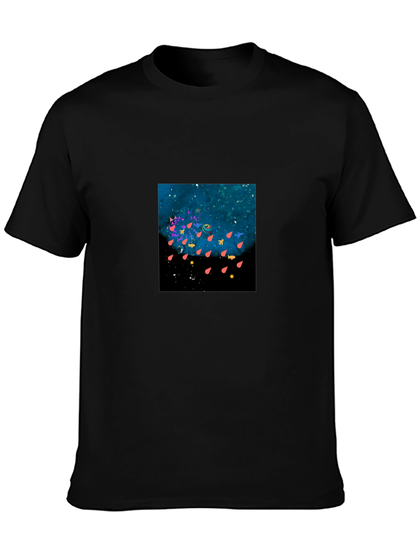 Black Unique Graphic Print Black T-Shirt view 3
