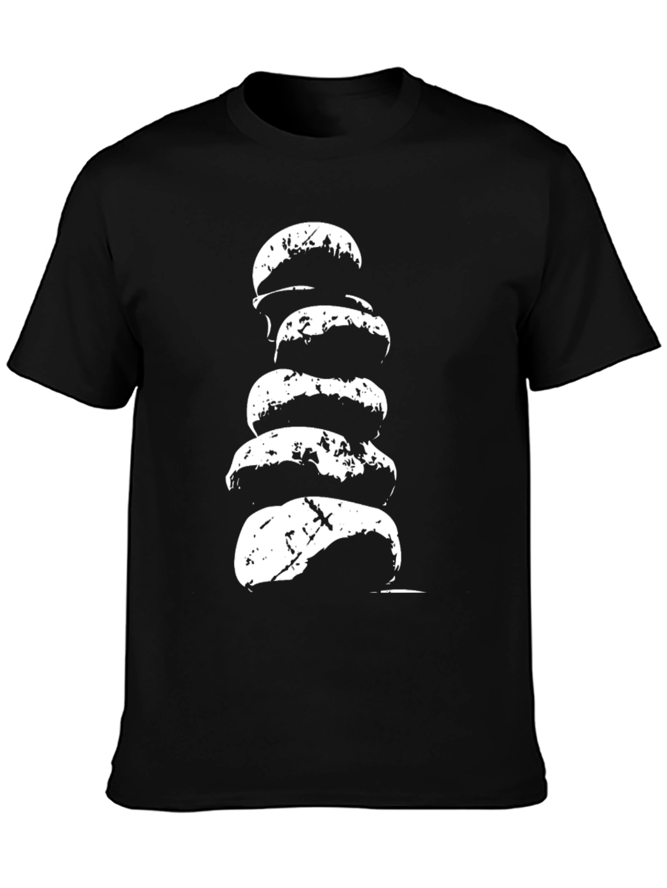 Black Stacked Rock Graphic Tee - Men's Black Cotton T-Shirt view 3