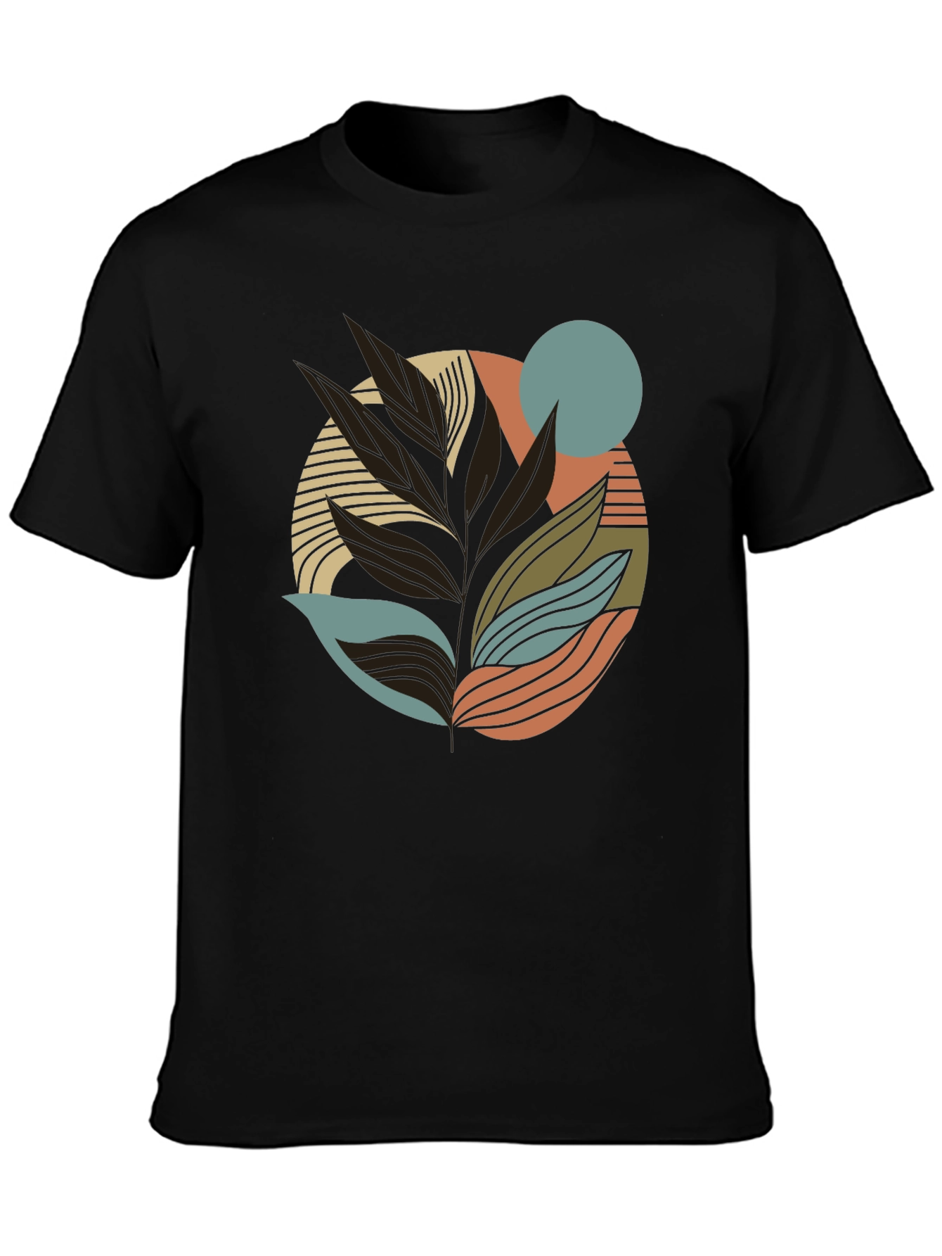 Black Abstract Leaf Graphic Print Tee view 3