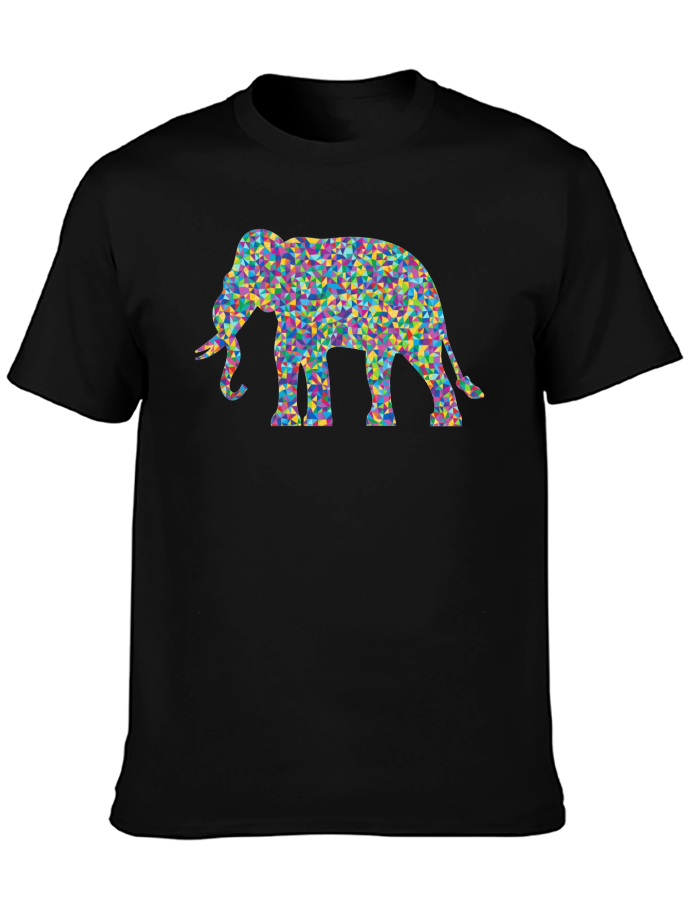 Black Mosaic Elephant Tee - Funky Graphic T-Shirt view 3