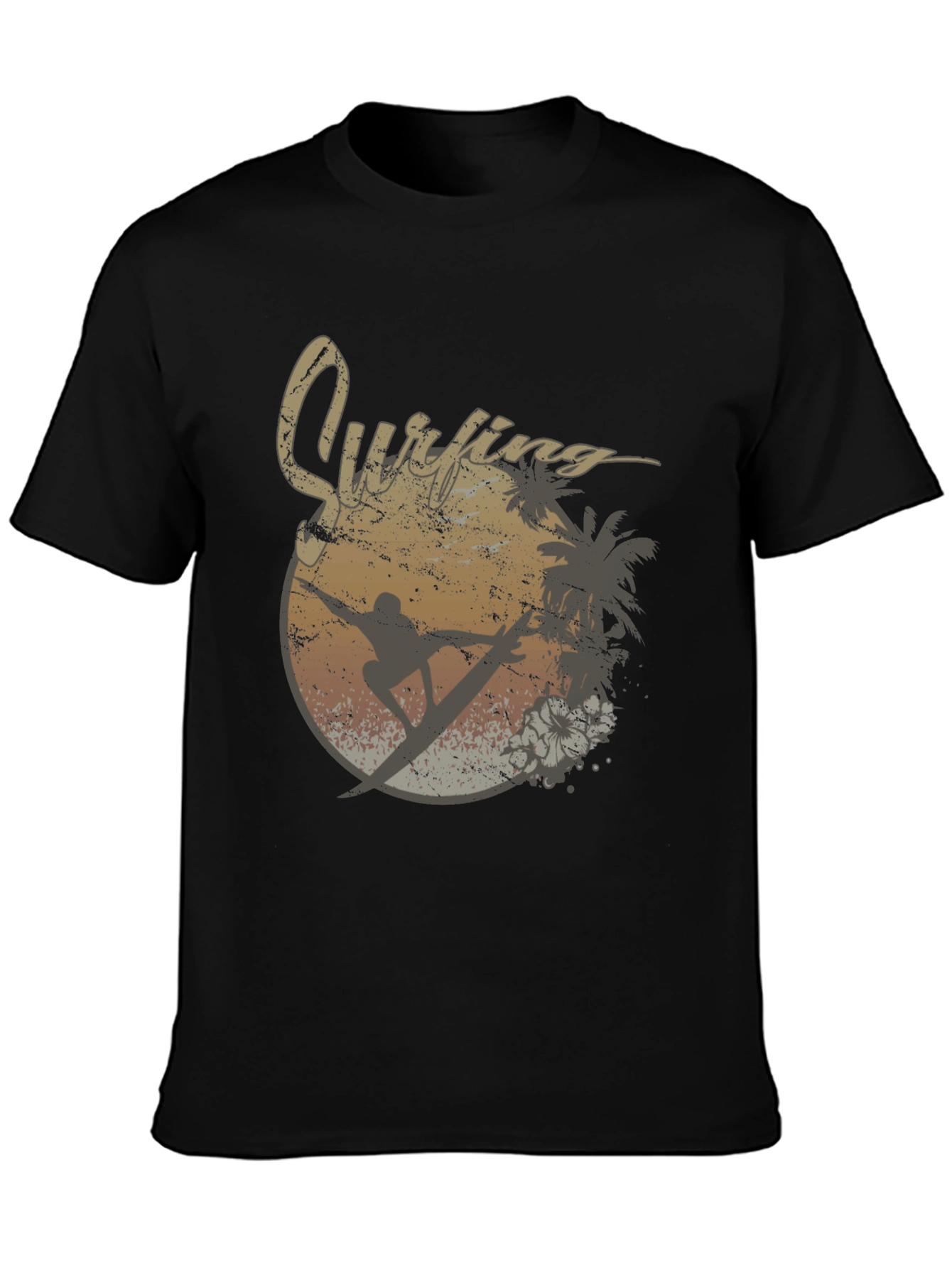 Black Vintage Surfing Graphic Tee view 3