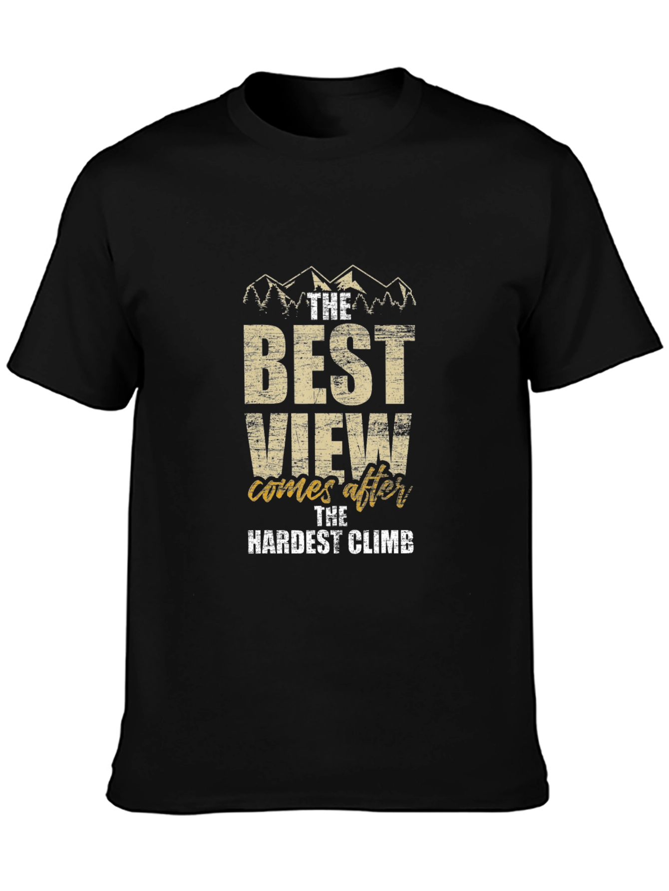 Black Motivational Climb T-Shirt - Best View view 3