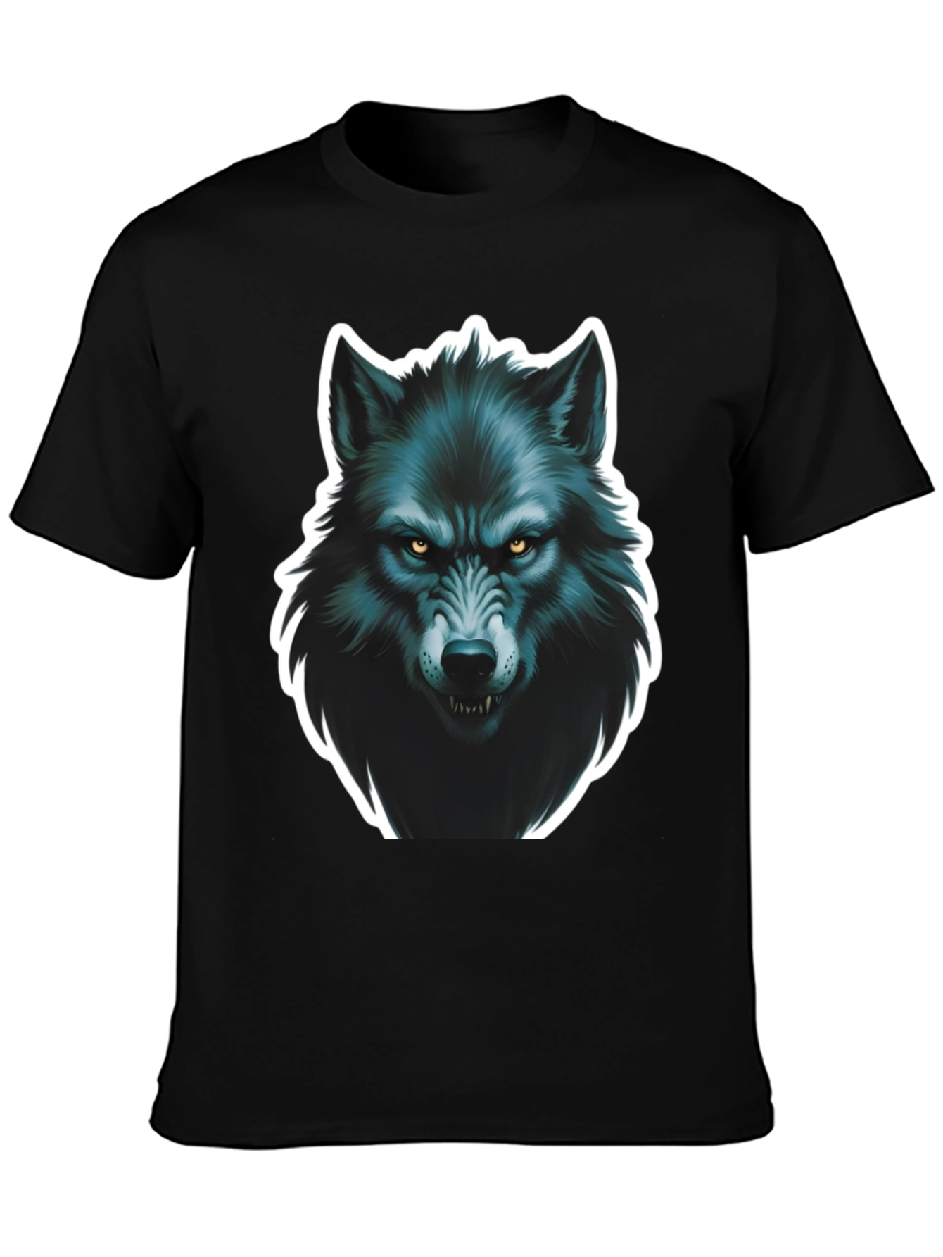 Black Men's Black Wolf Graphic T-Shirt view 3