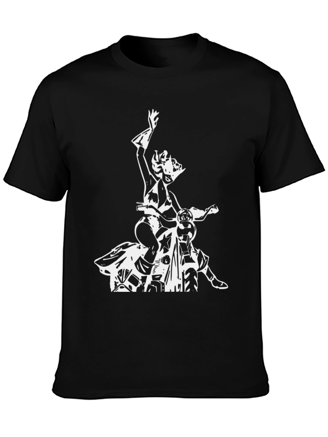 Black Black T-Shirt with Retro Motorcycle Graphic view 3