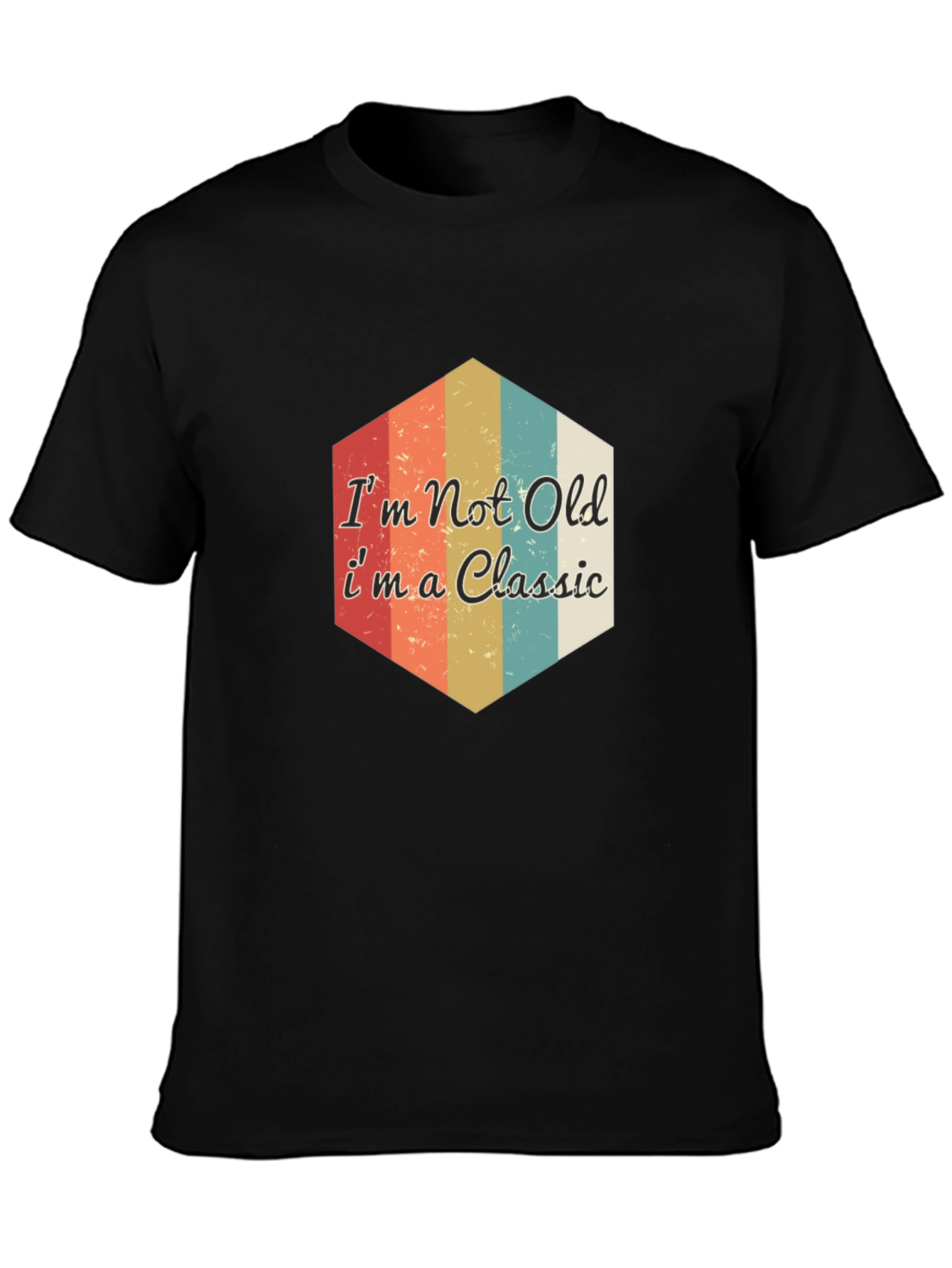 Black Classic Retro Style Graphic Tee - Not Old, Classic view 3