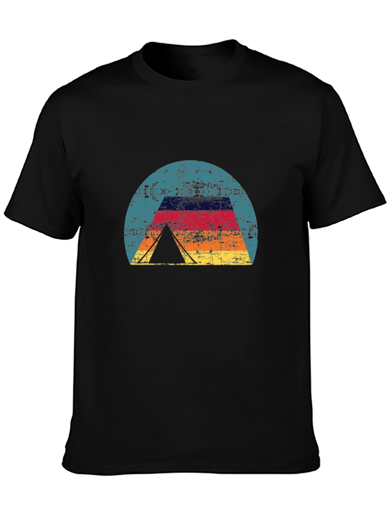 Black Retro Camping Tent T-Shirt - Vintage Style view 3