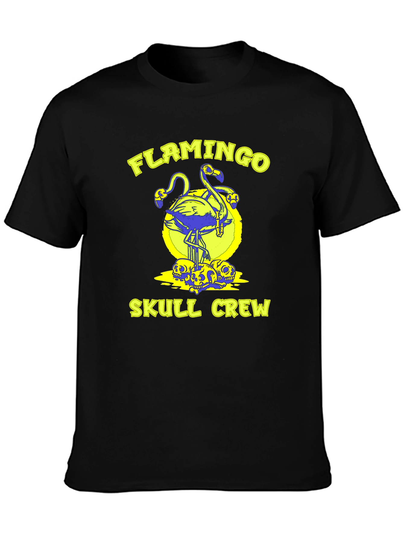 Black Flamingo Skull Crew Black Graphic Tee view 3