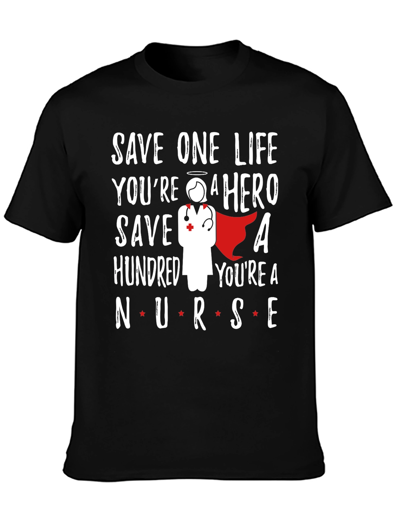 Black Nurse Hero Graphic Tee - Save Lives, You're a Hero! view 3