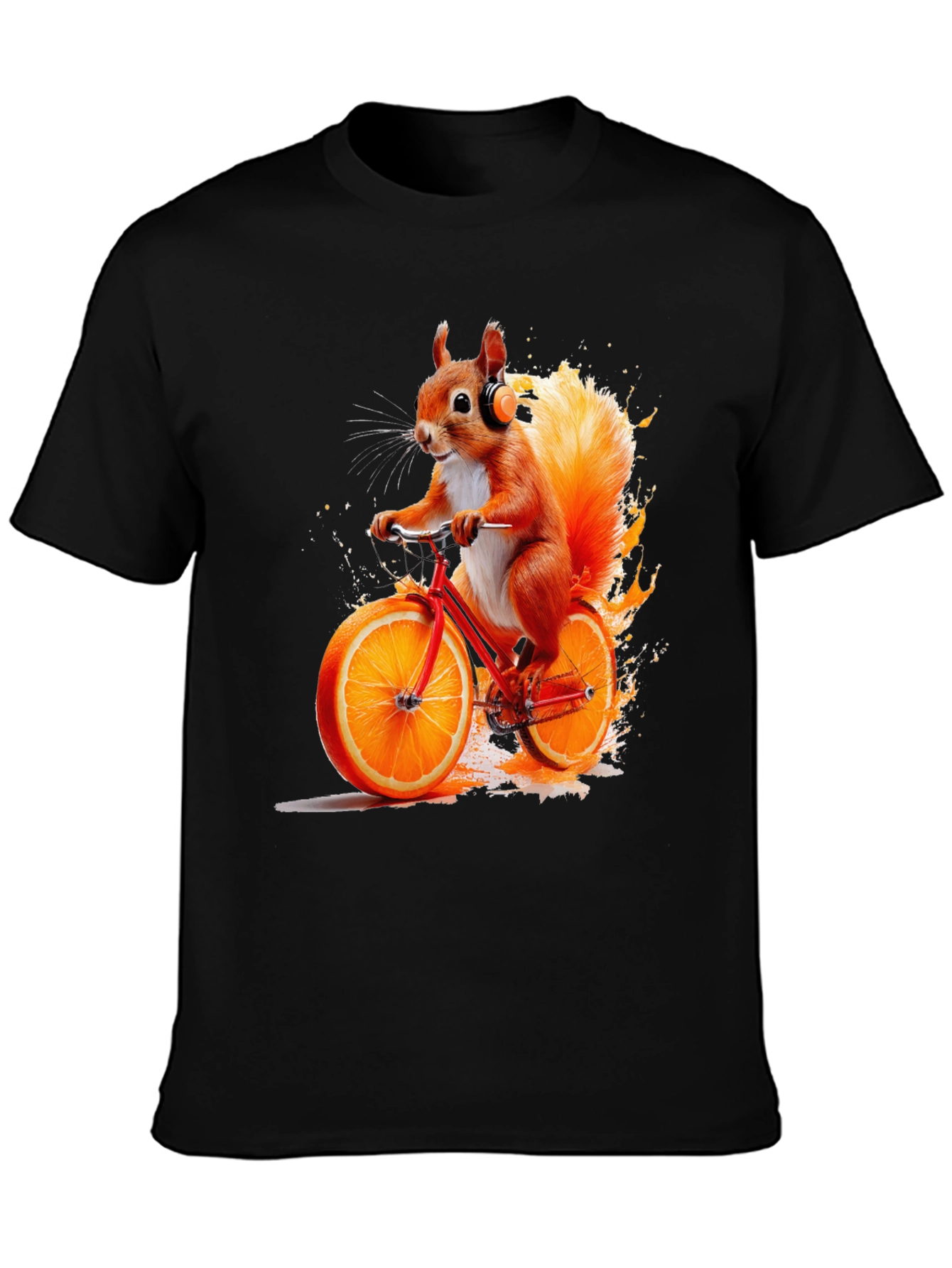 Black Squirrel on Orange Bike T-Shirt view 3