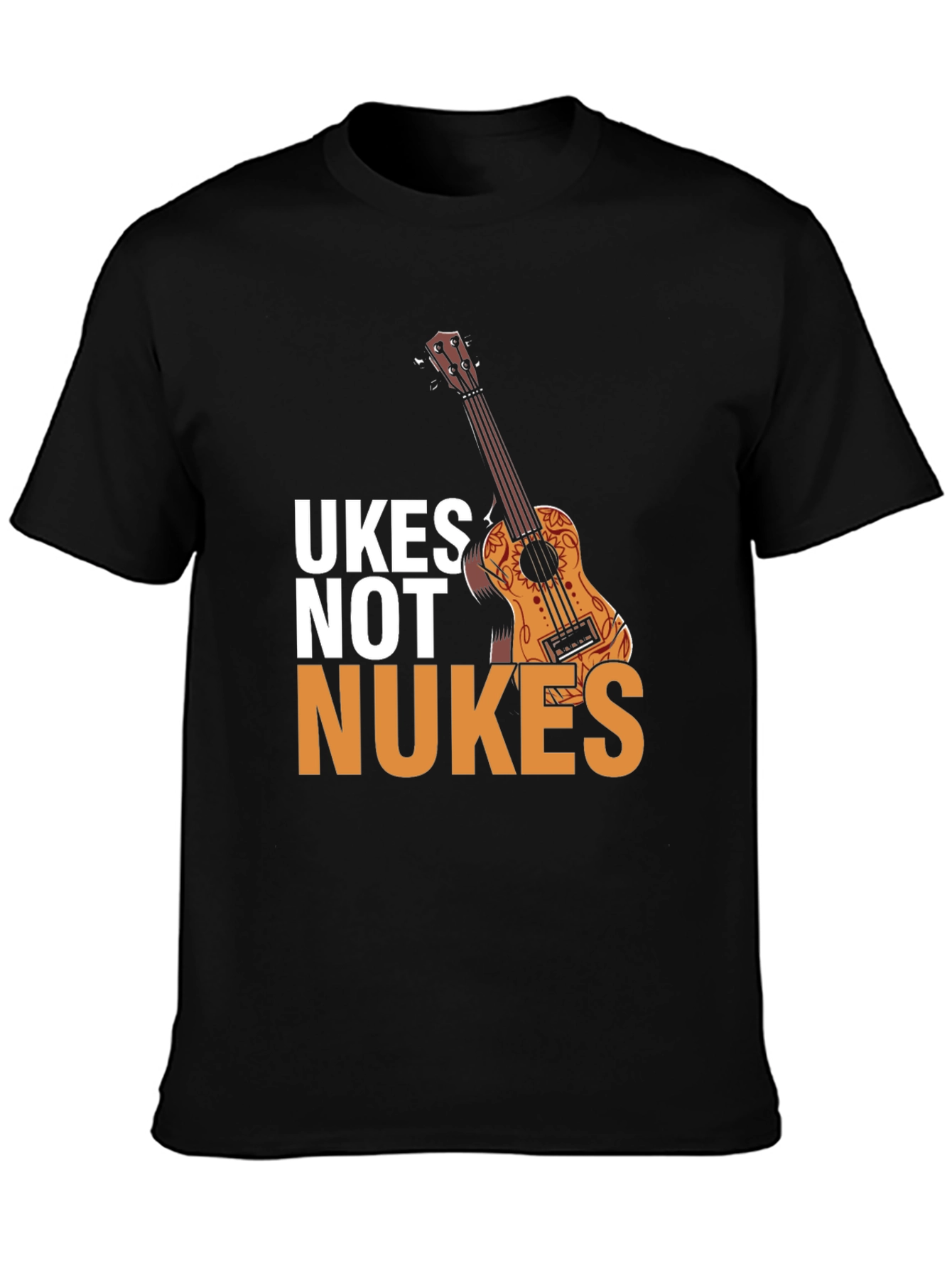 Black Ukes Not Nukes Graphic Tee - Black Cotton Blend view 3