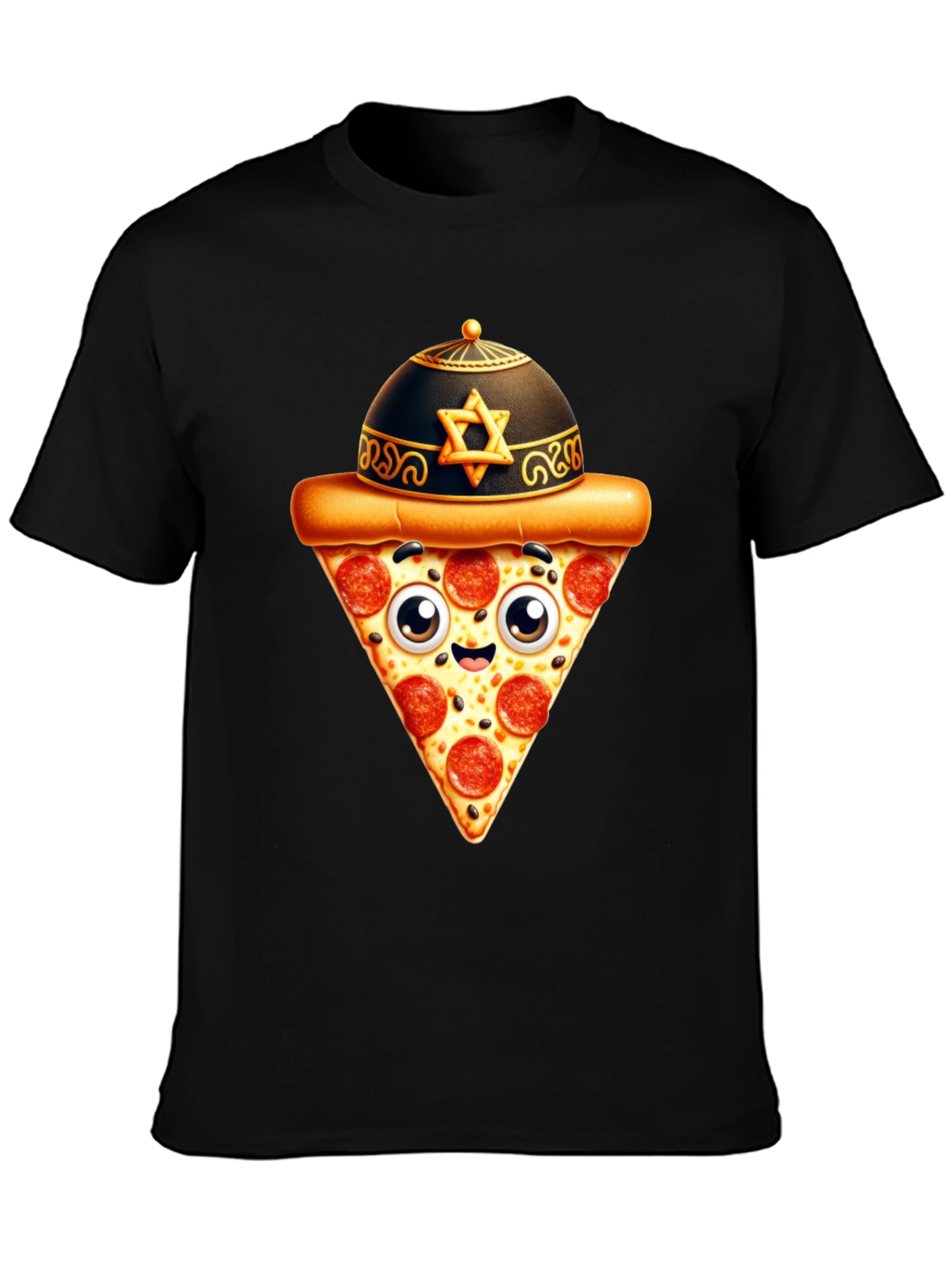 Black Pizza Slice T-Shirt - Funny Foodie Tee view 3