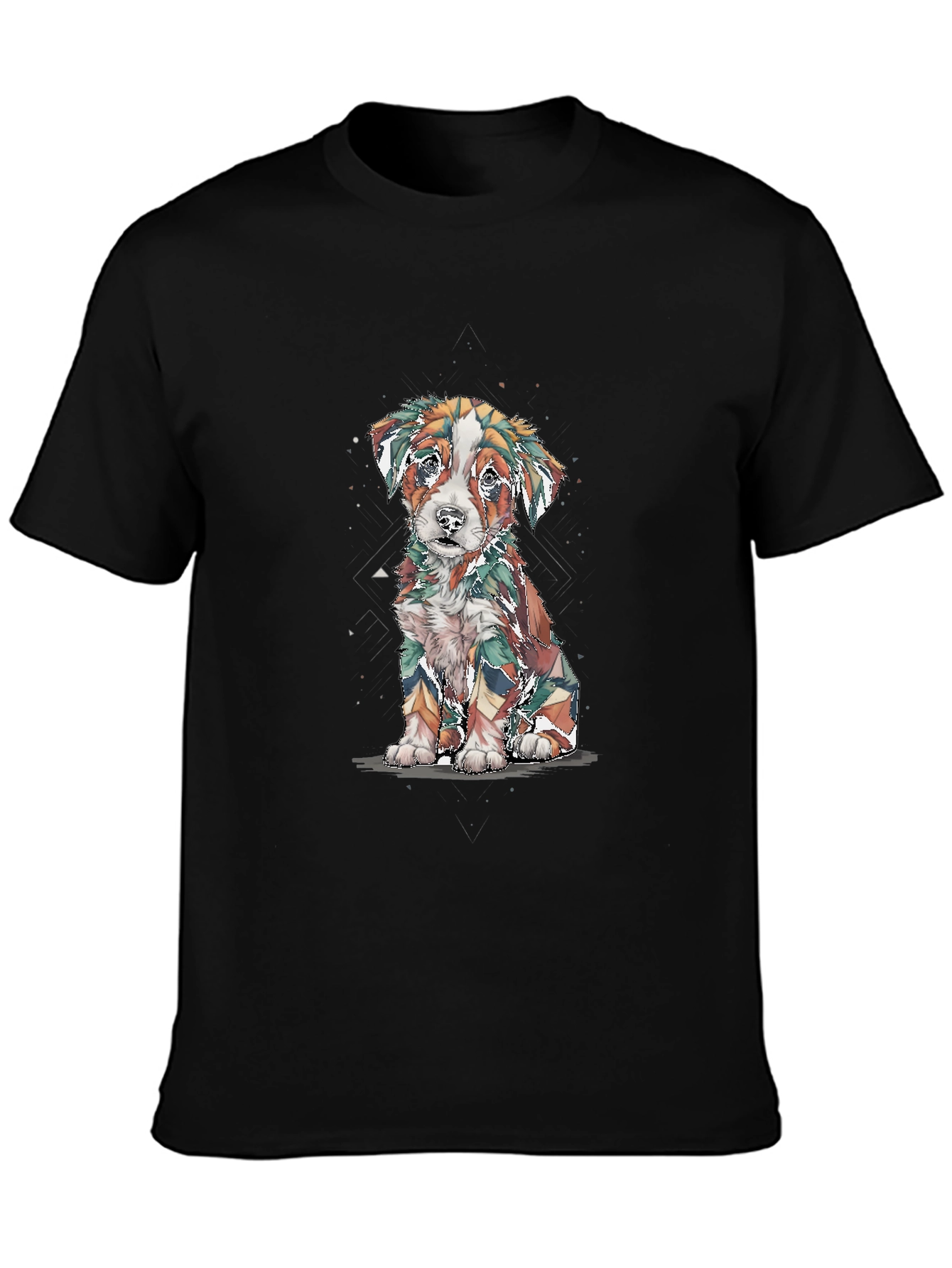 Black Abstract Puppy Graphic Tee - Stylish Black Shirt view 3