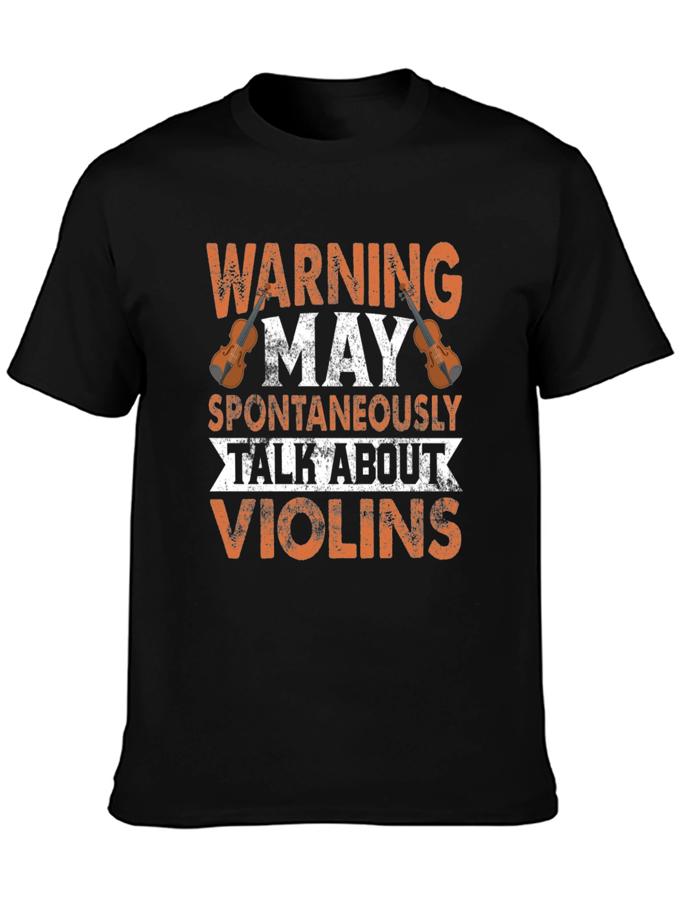 Black Warning May Spontaneously Talk About Violins Graphic T-Shirt view 3