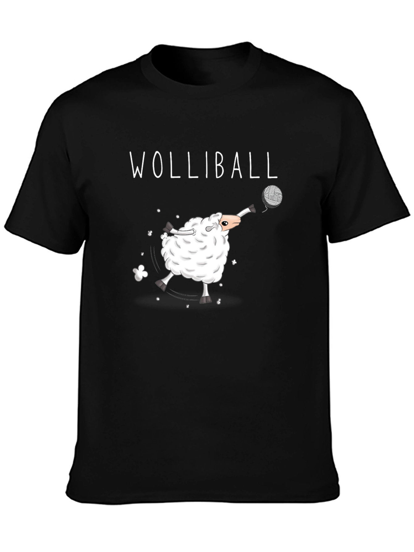 Black Wolliball T-Shirt - Sheep Volleyball Player Cotton Tee view 3