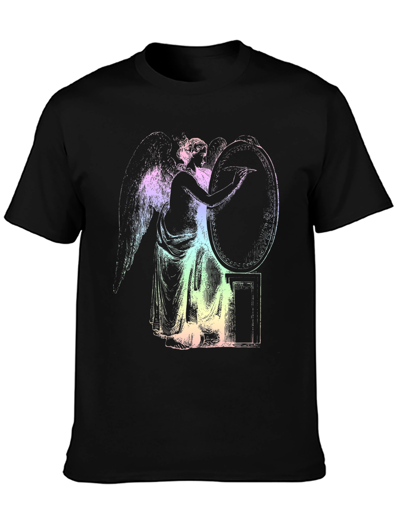 Black Angel Writing in Mirror Graphic T-Shirt view 3