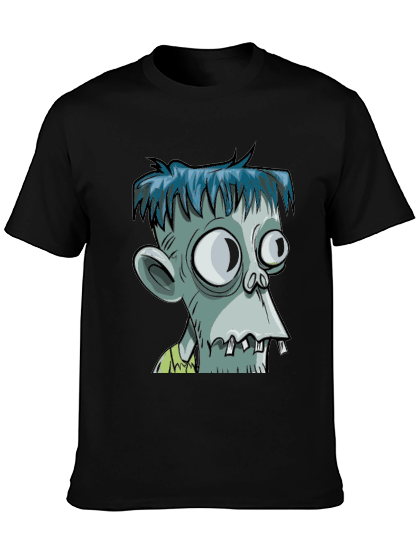 Black Zombie Cartoon Graphic T-Shirt view 3