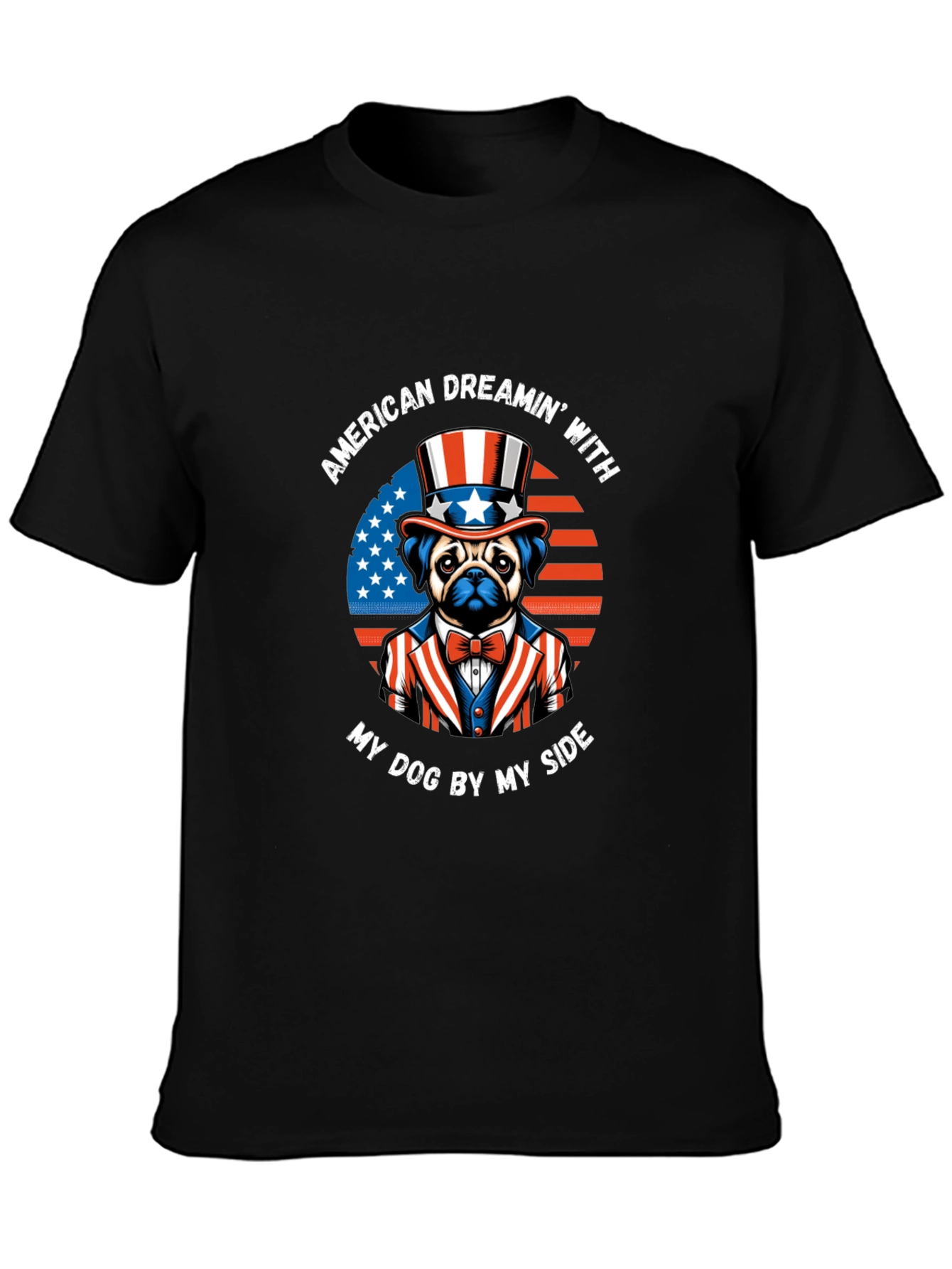 Black American Dreamin' Dog T-Shirt view 3