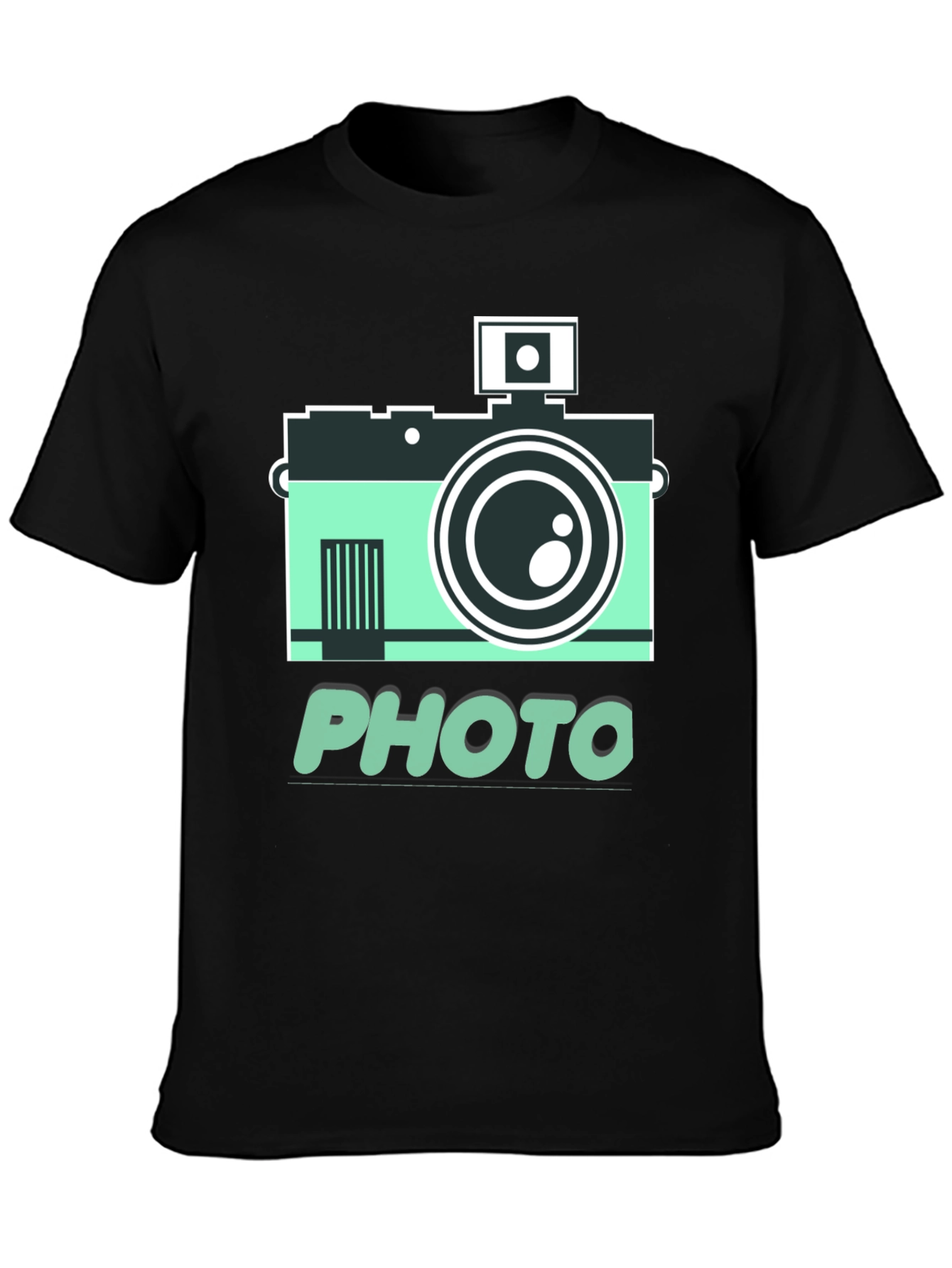Black Retro Camera Photo Graphic T-Shirt view 3