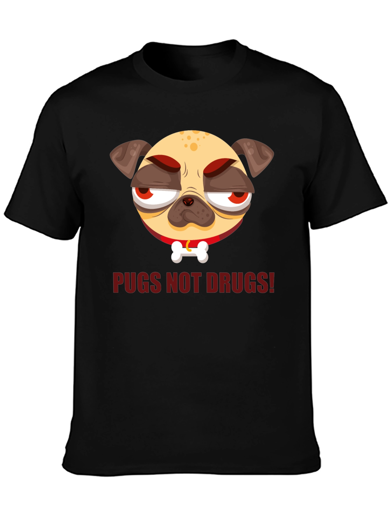 Black Pugs Not Drugs! Graphic Tee view 3