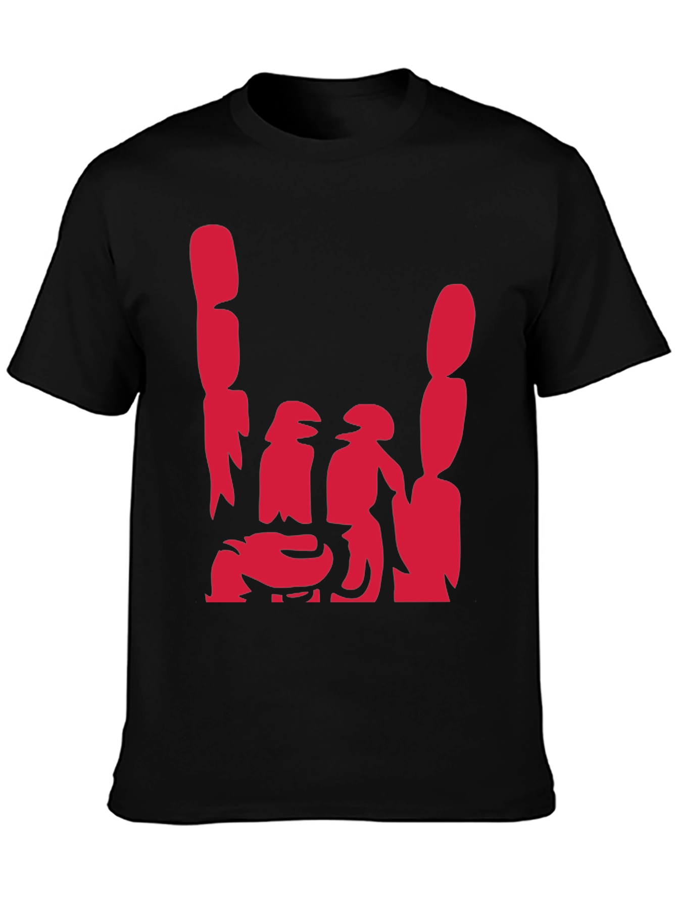 Black Abstract Red Graphic Print Black Casual Tee view 3