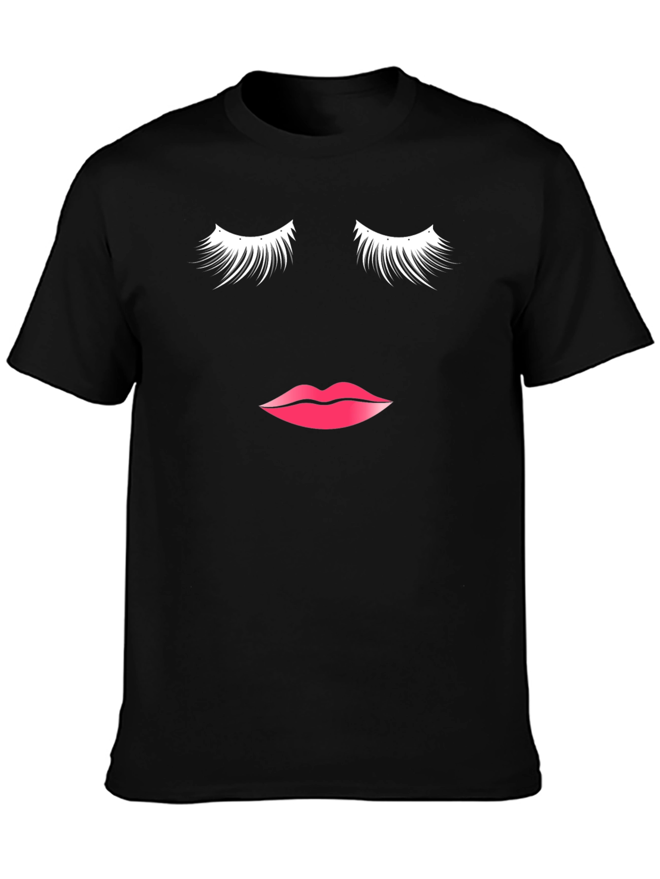 Black Eyelashes & Lips Graphic Tee - Stylish & Fun view 3