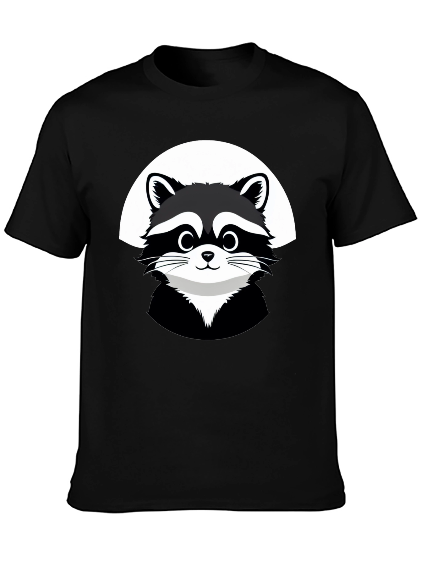 Black Cute Raccoon Graphic Black T-Shirt view 3