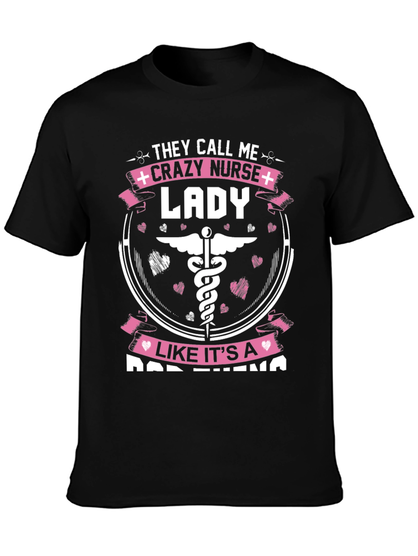 Black Crazy Nurse Lady Graphic Tee view 3