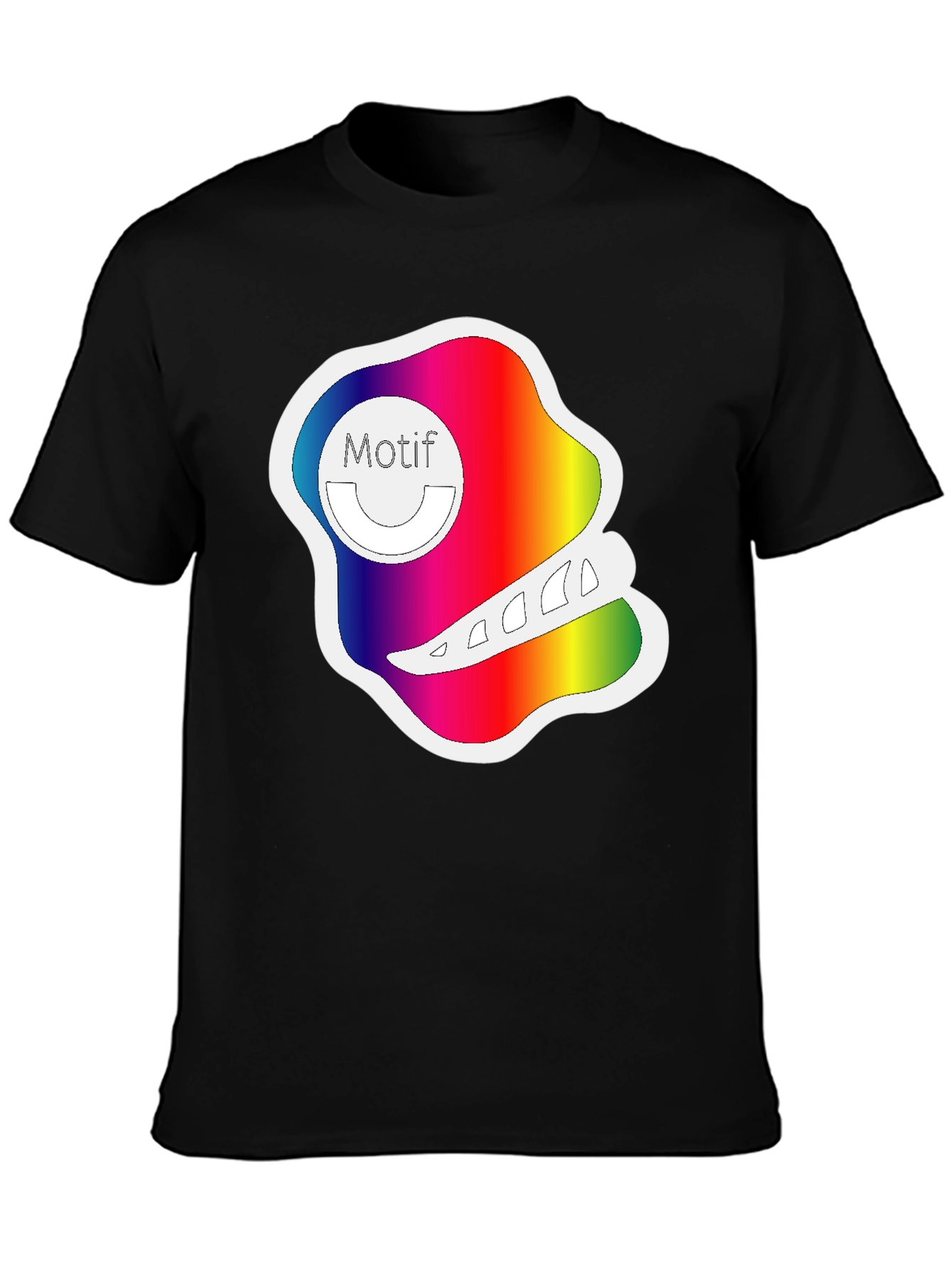 Black Rainbow Motif Graphic Black T-Shirt view 3