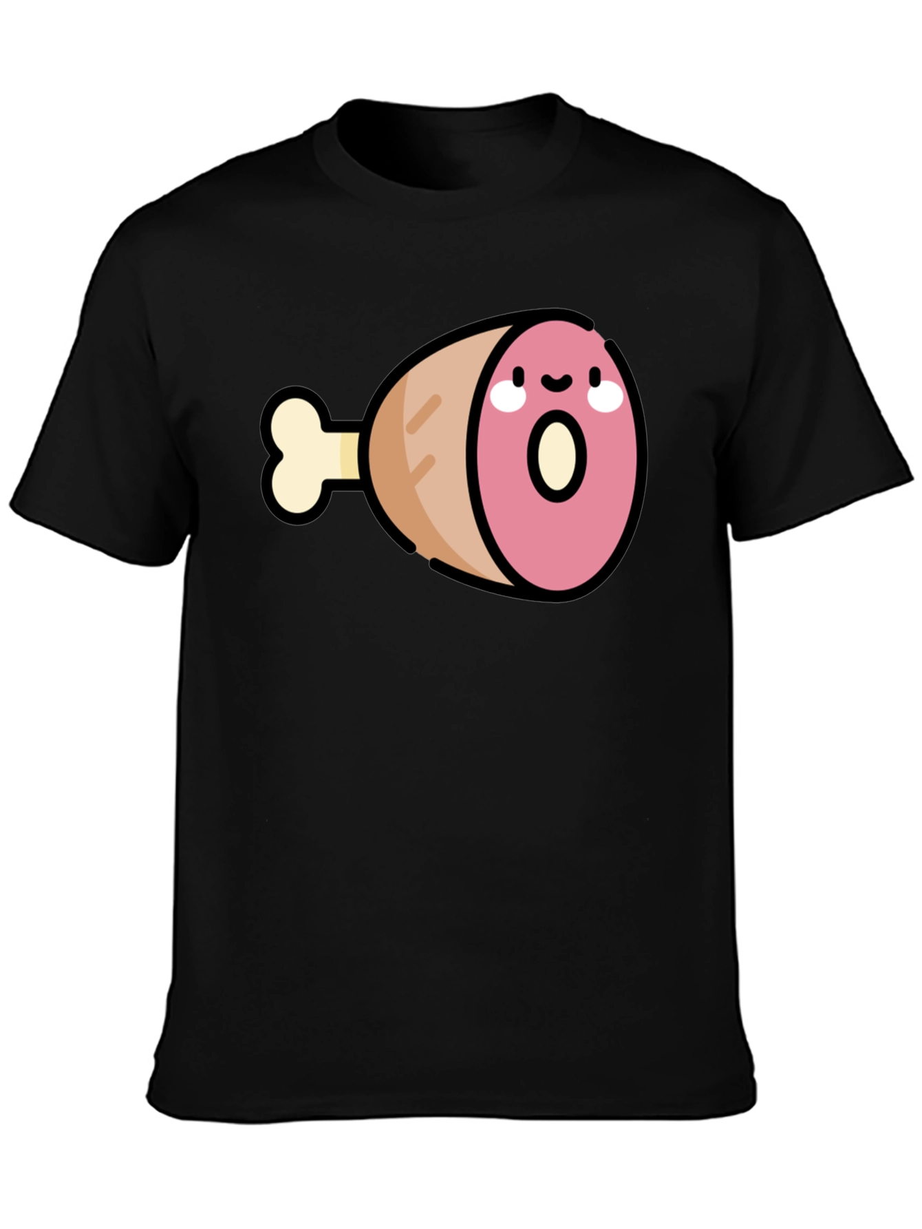 Black Funny Ham Leg Graphic Tee view 3
