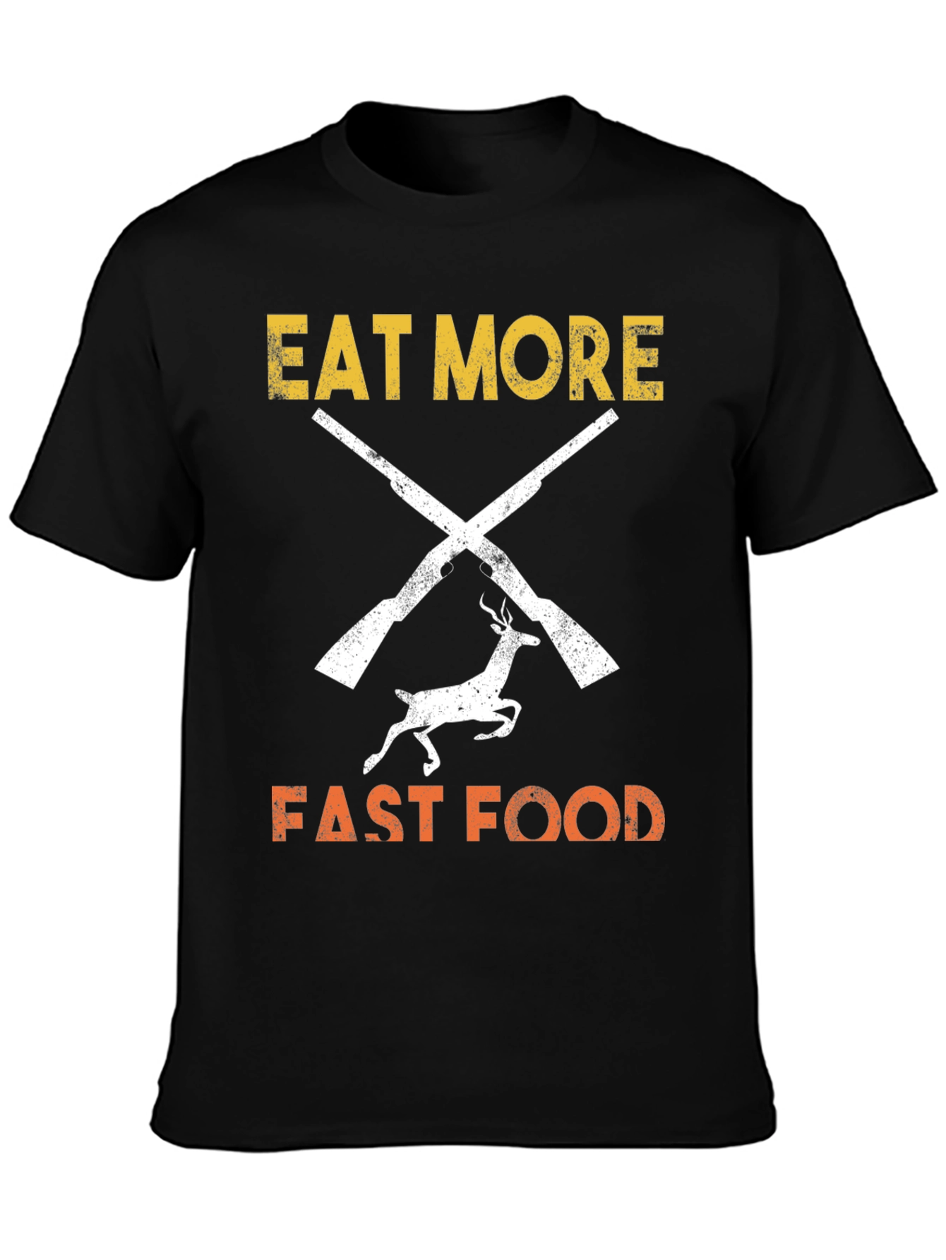 Black Eat More Fast Food T-Shirt Hunter Design view 3