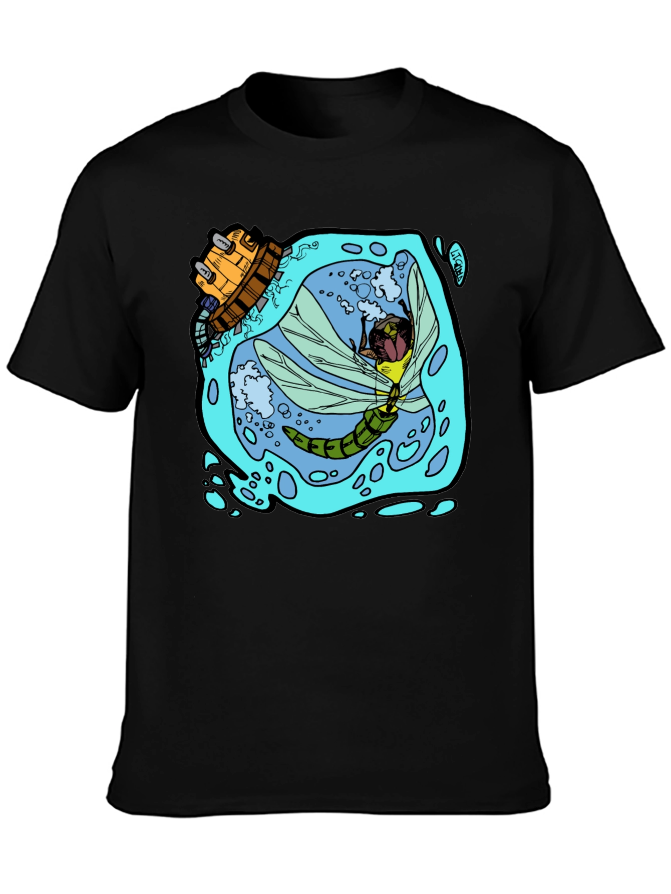 Black Dragonfly & Submarine Graphic Tee view 3