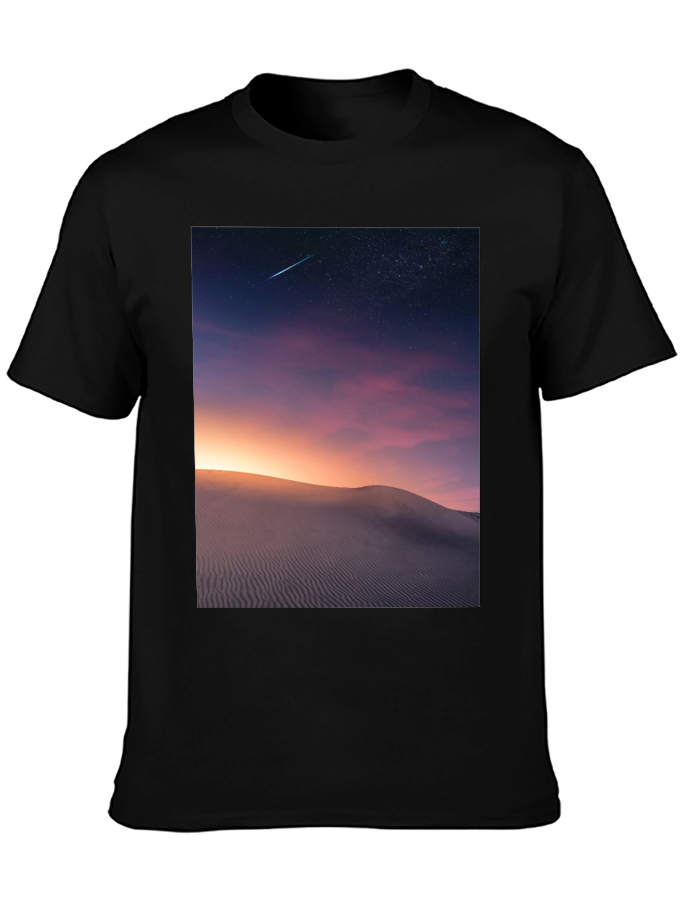Black Night Desert Scene Graphic T-Shirt view 3